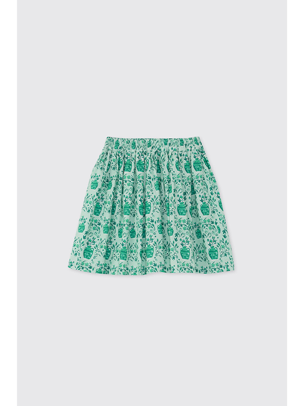 Yeşil Kız Çocuk Desenli Mint Etek-1