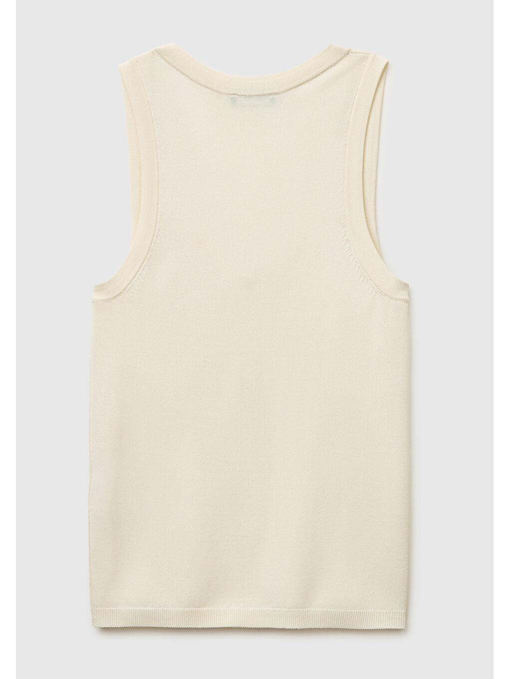 Ekru Kadın Krem Viskoz Karışımlı Slim Fit Geniş Yuvarlak Yaka Atlet-1