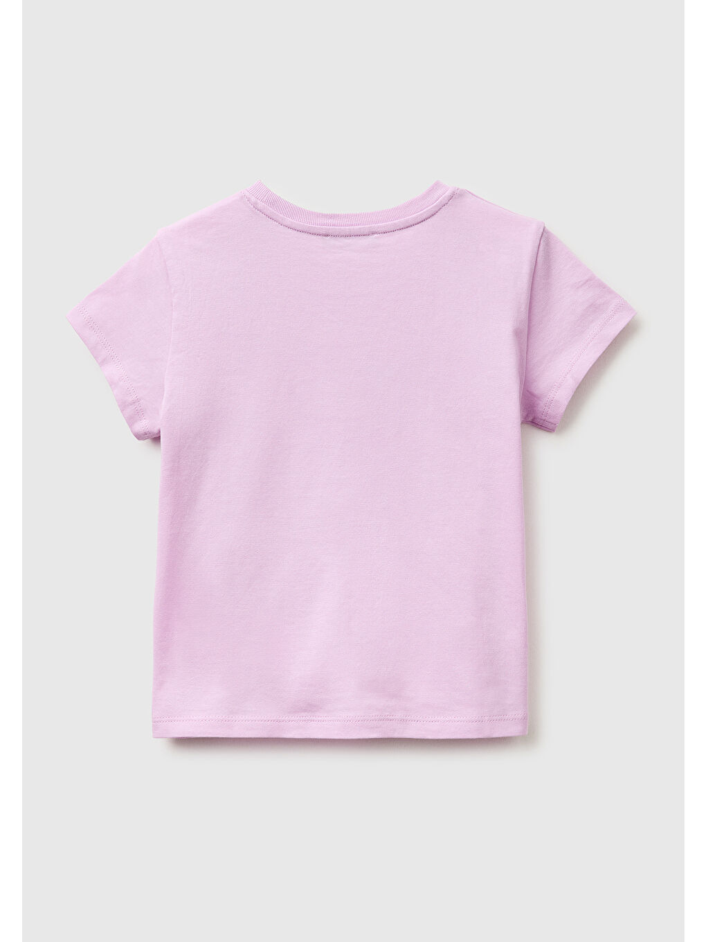 Kız Çocuk Pembe Simli Su Bazlı Baskılı Bisiklet Yaka T-Shirt-1