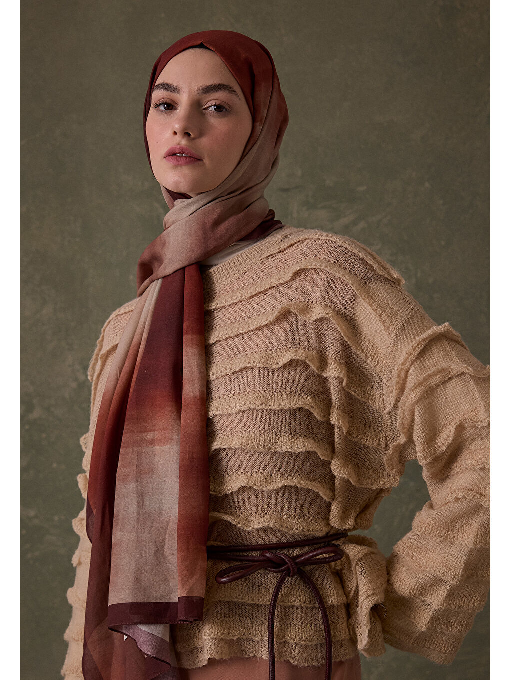 Sarı Batık Desen Şal Sahra