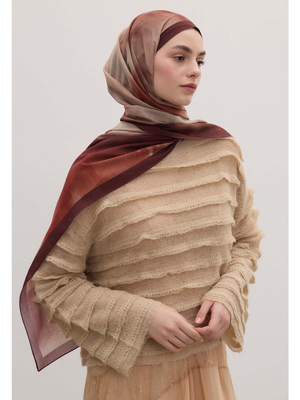 Sarı Batık Desen Şal Sahra-1