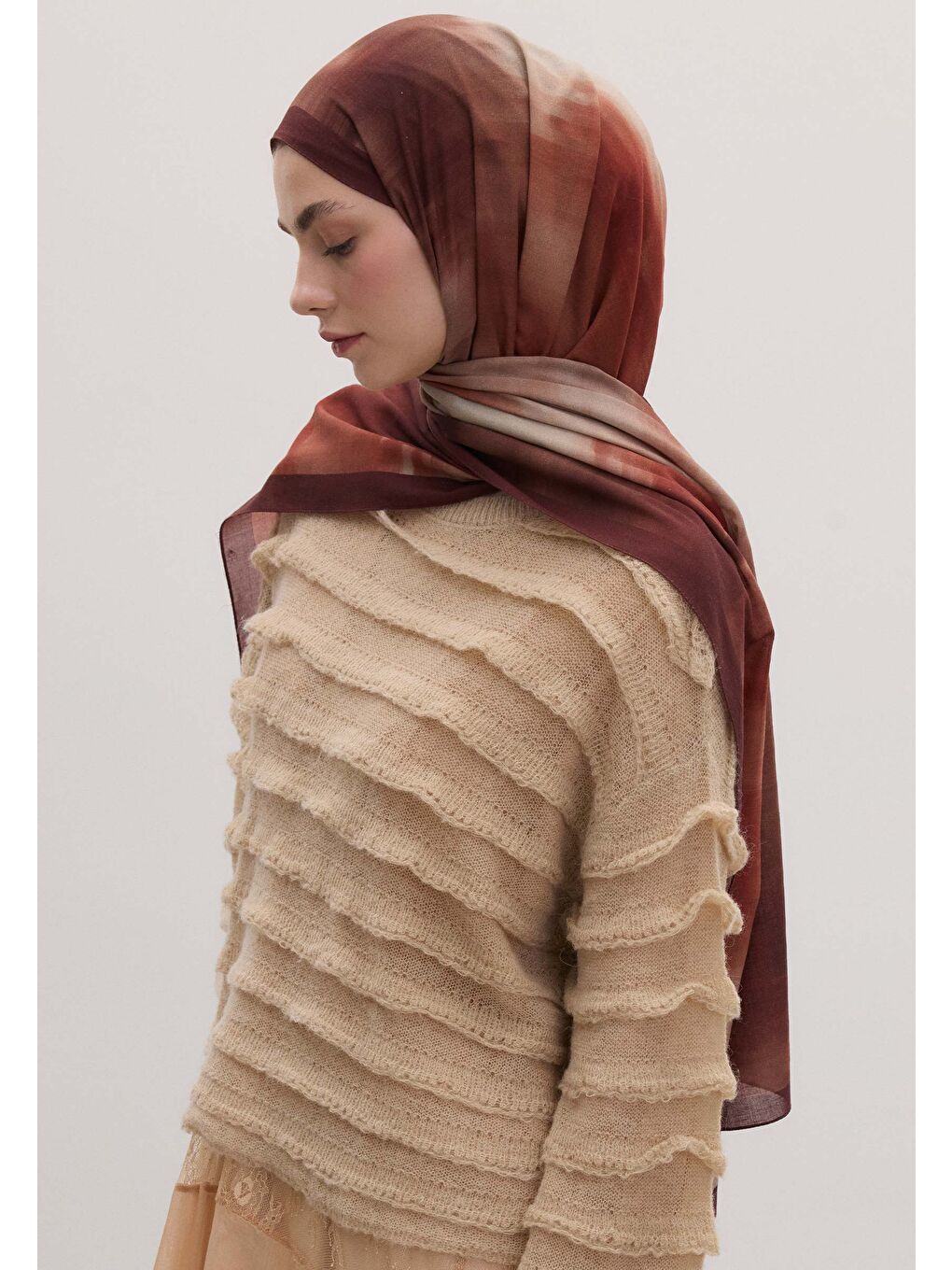 Sarı Batık Desen Şal Sahra-3