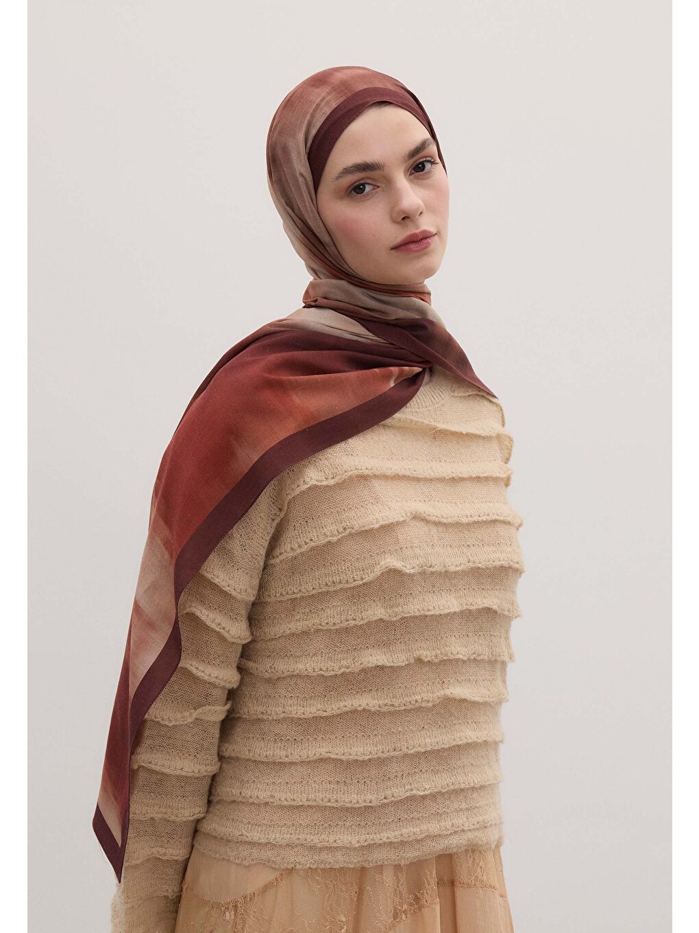 Sarı Batık Desen Şal Sahra-4