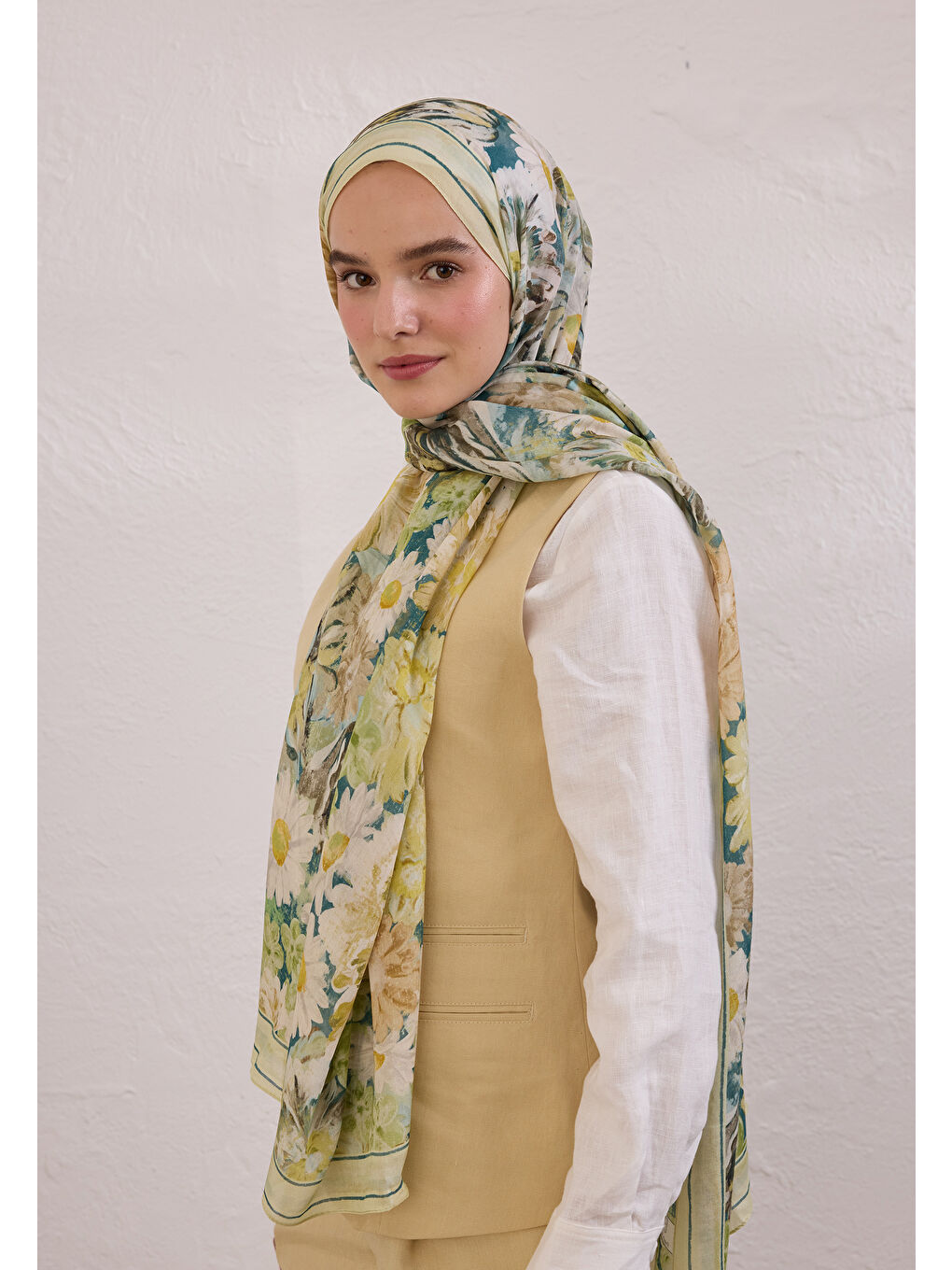 Jasmıne Joy Desen Rami Şal Soft Yeşil-1