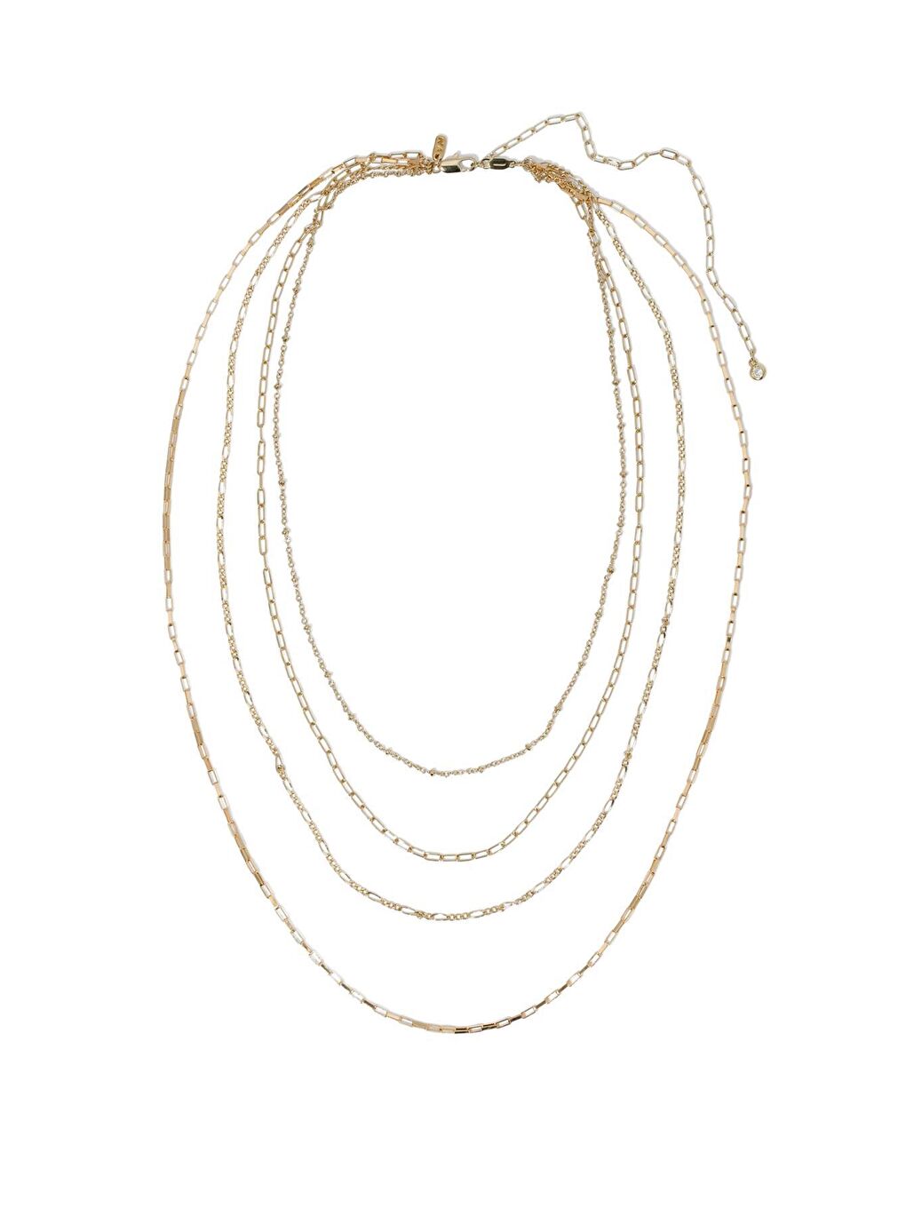 Sarı 4 Sıralı Altın Kaplama VIP Kadın Çoklu Zincir Kolye