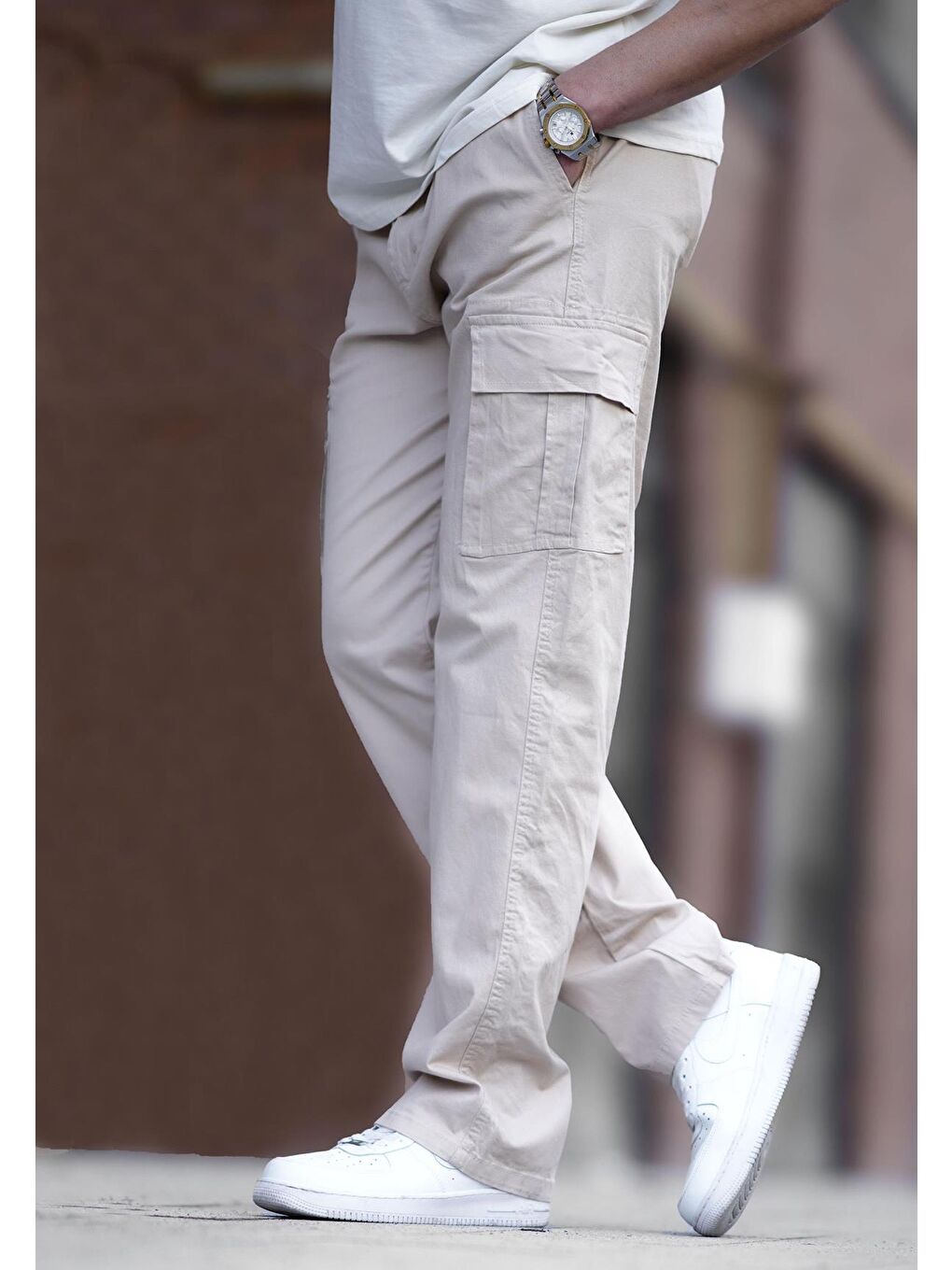 Bej Erkek Kargo Cep Pantolon 6811