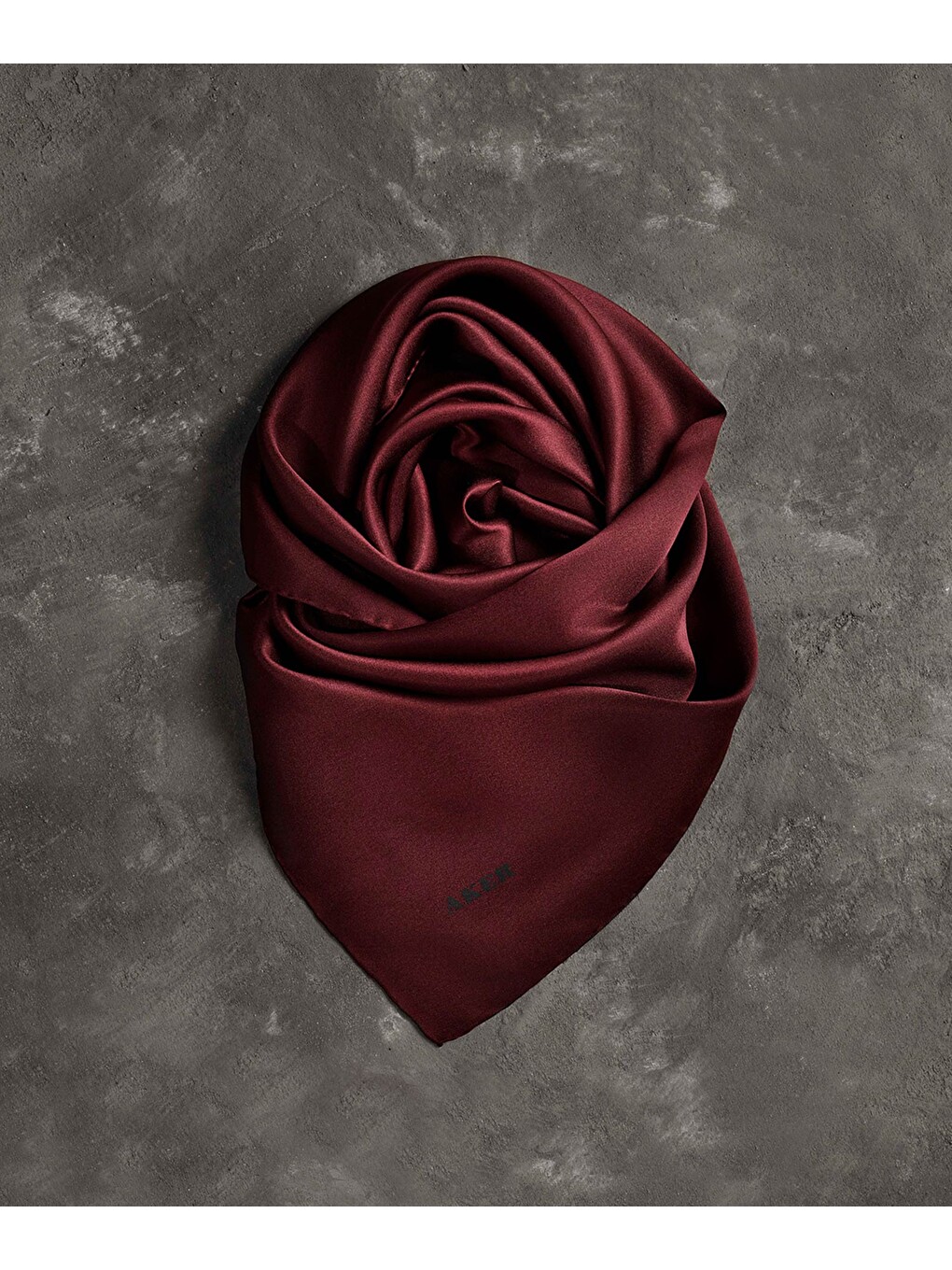 Bordo 90X90 Düz Taşlanmış İpek Krep Saten Eşarp-1