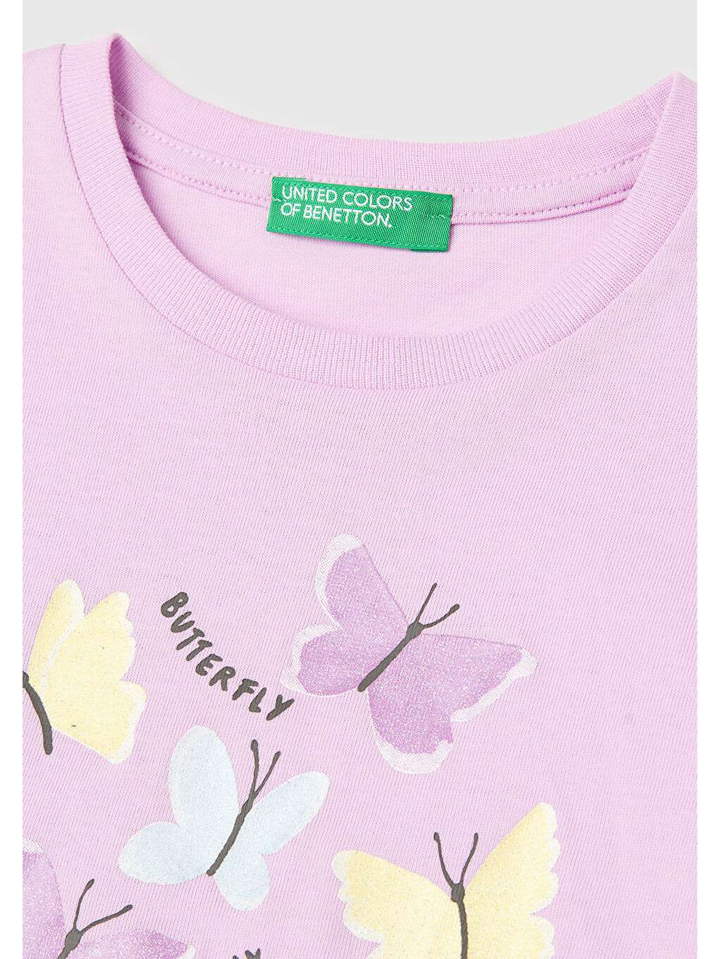 Kız Çocuk Pembe Simli Su Bazlı Baskılı Bisiklet Yaka T-Shirt-2