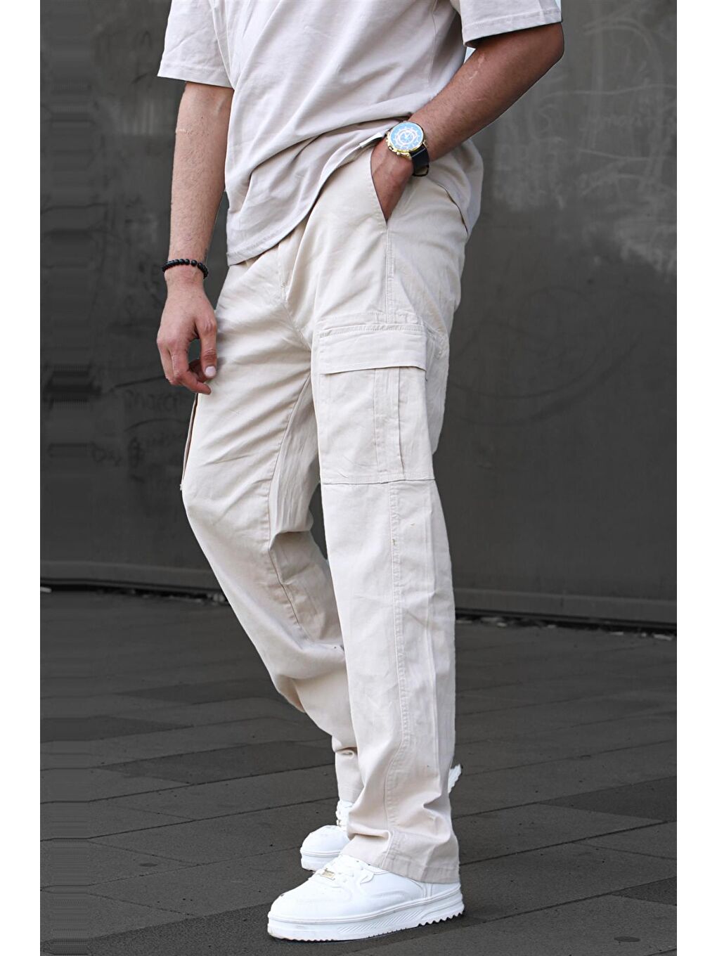 Bej Erkek Kargo Cep Pantolon 6811-2