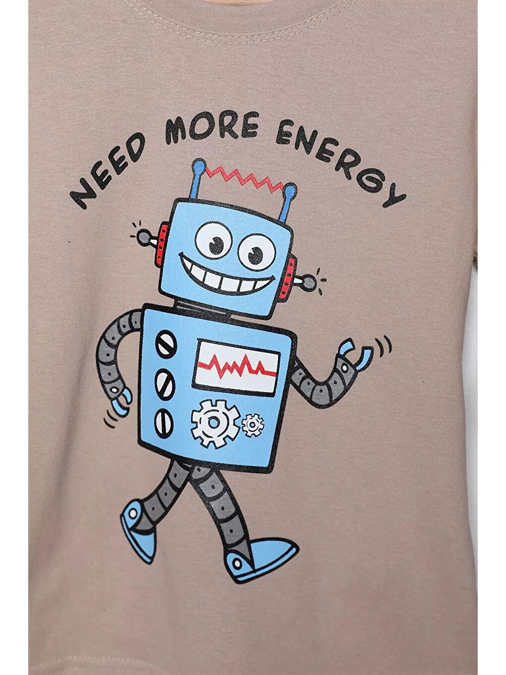 Julude Bej Need More Energy Baskılı Erkek Çocuk Sweatshirt - 1