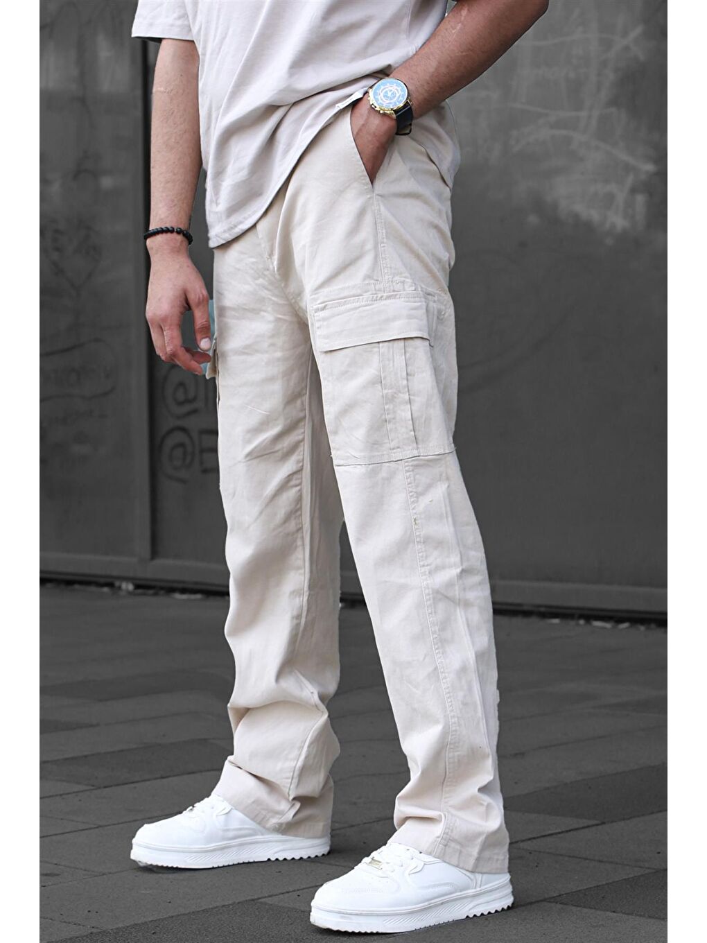 Bej Erkek Kargo Cep Pantolon 6811-3