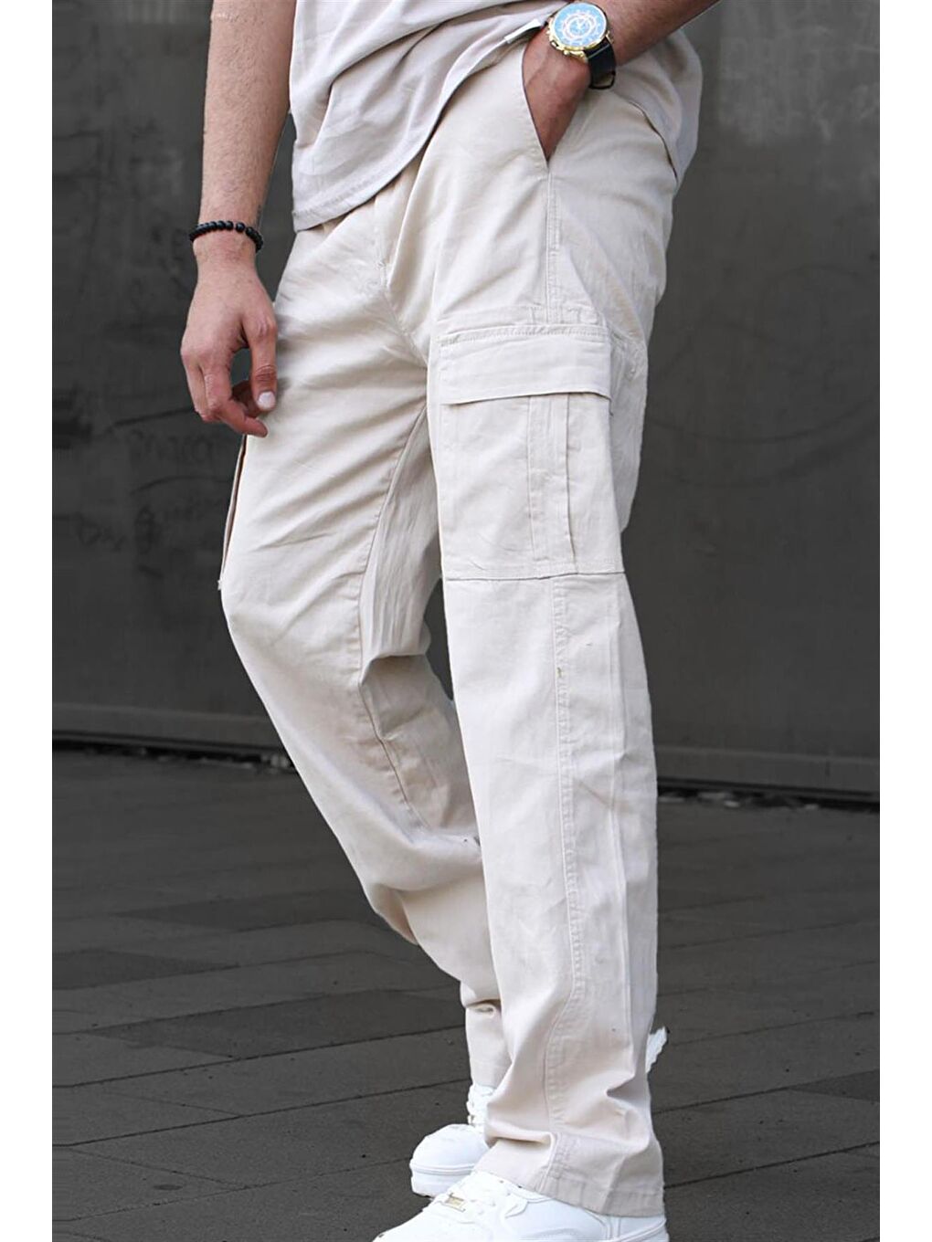 Bej Erkek Kargo Cep Pantolon 6811-4