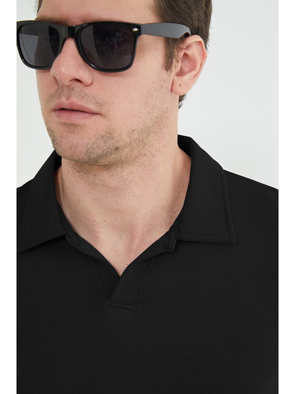Siyah Basic Polo Yaka Modal Tişört-2