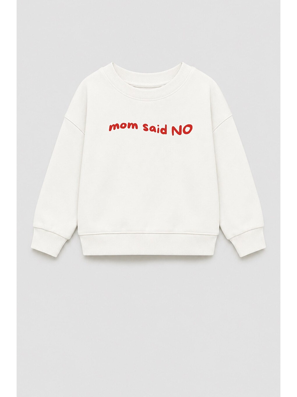 Ekru Unisex Çocuk 3 İplik Kumaş Slogan Baskılı Pamuklu Sweatshirt