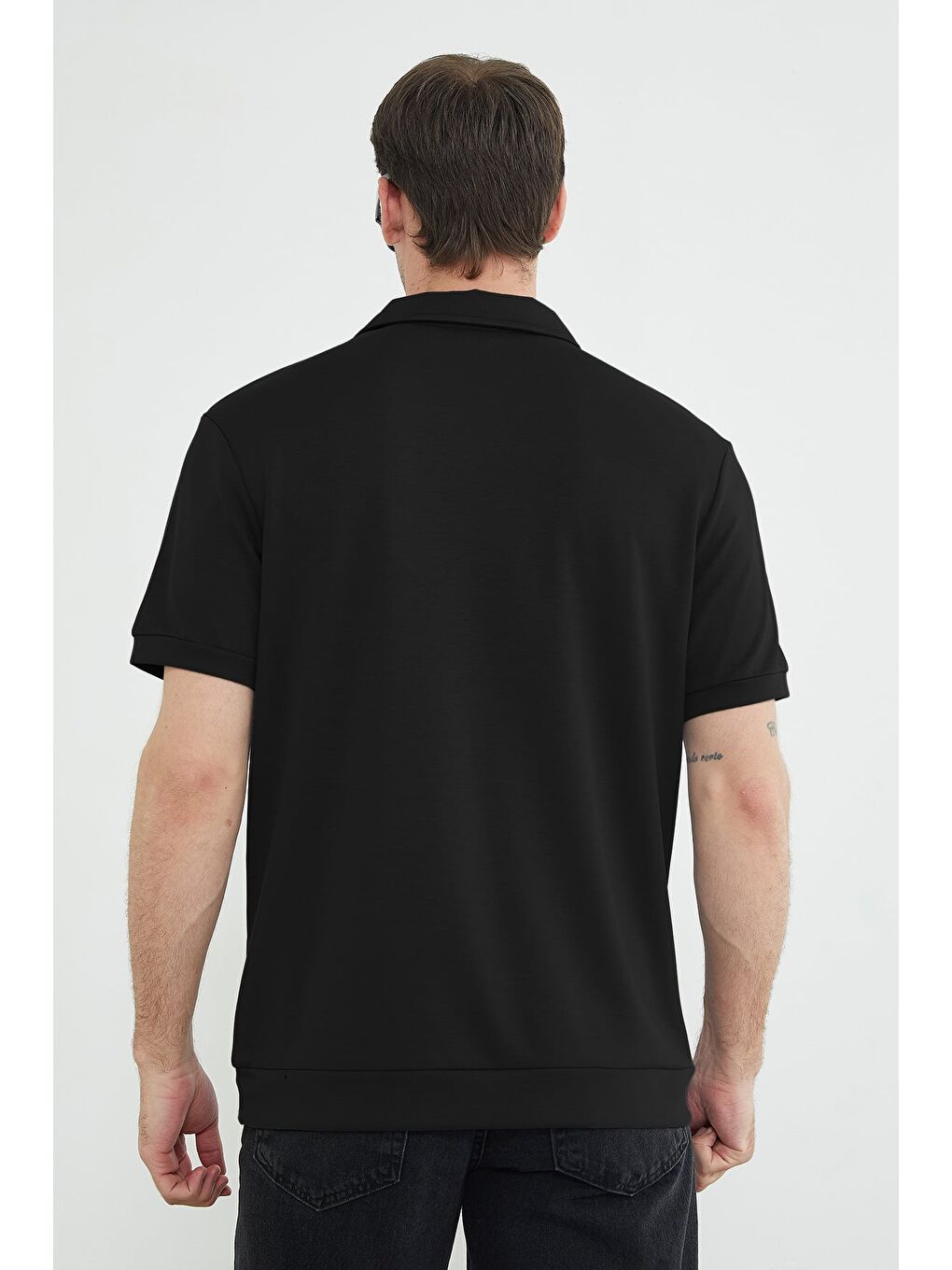 Siyah Basic Polo Yaka Modal Tişört-3