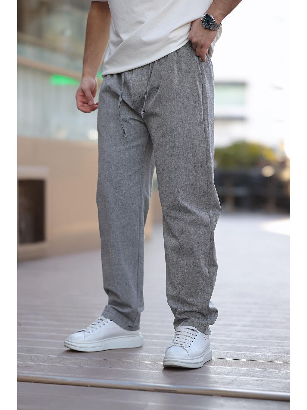 Siyah %100 Pamuklu Rahat Kesim Erkek Pantolon E6565-2