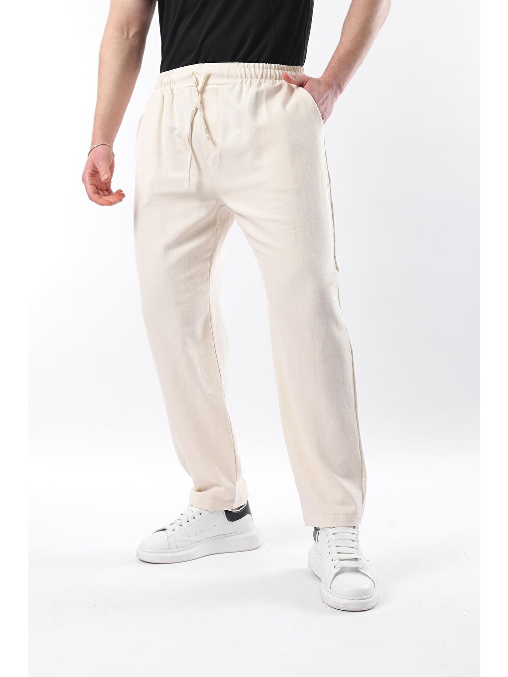 Bej Fit Kesim Erkek %100 Pamuk Pantolon E6558-1