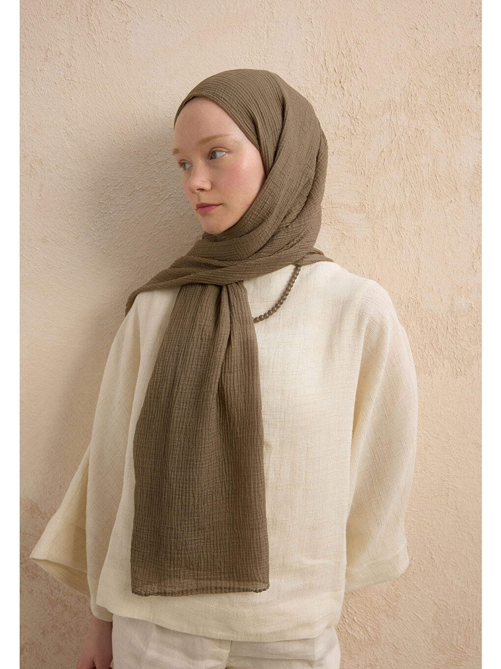Bej Modal Krinkıl Şal Vizon-1