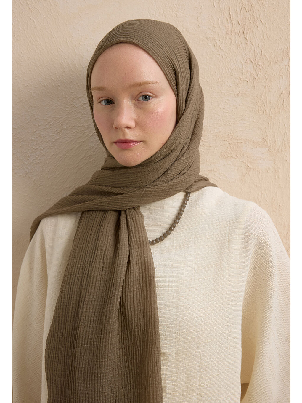 Bej Modal Krinkıl Şal Vizon-2