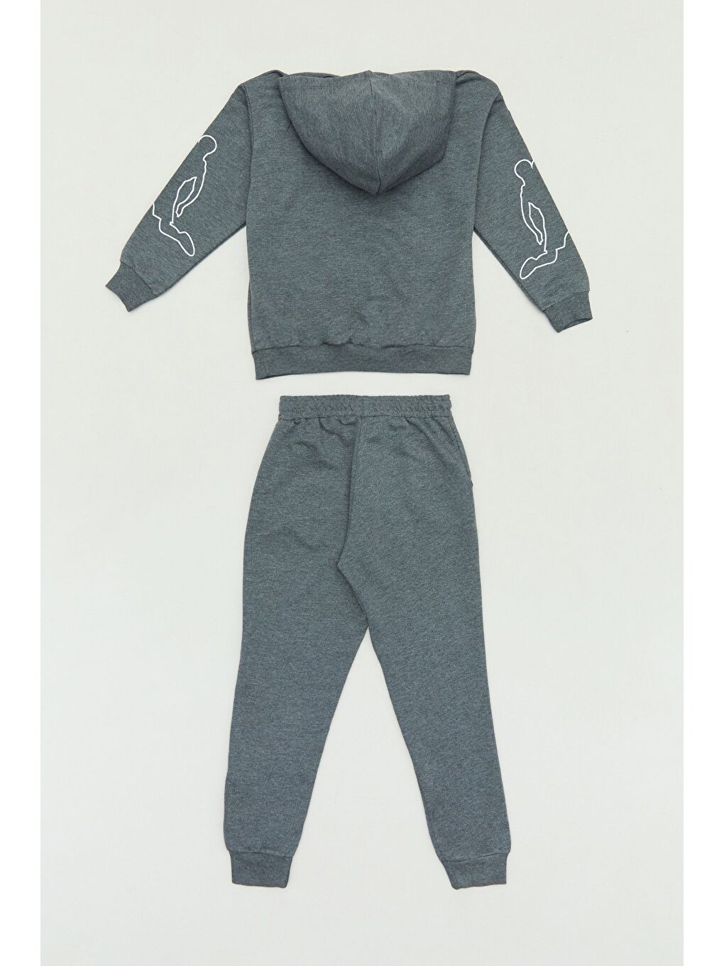 Antrasit Legend Yazı Baskılı Kapüşonlu Jogger Erkek Çocuk Eşofman Takımı-1