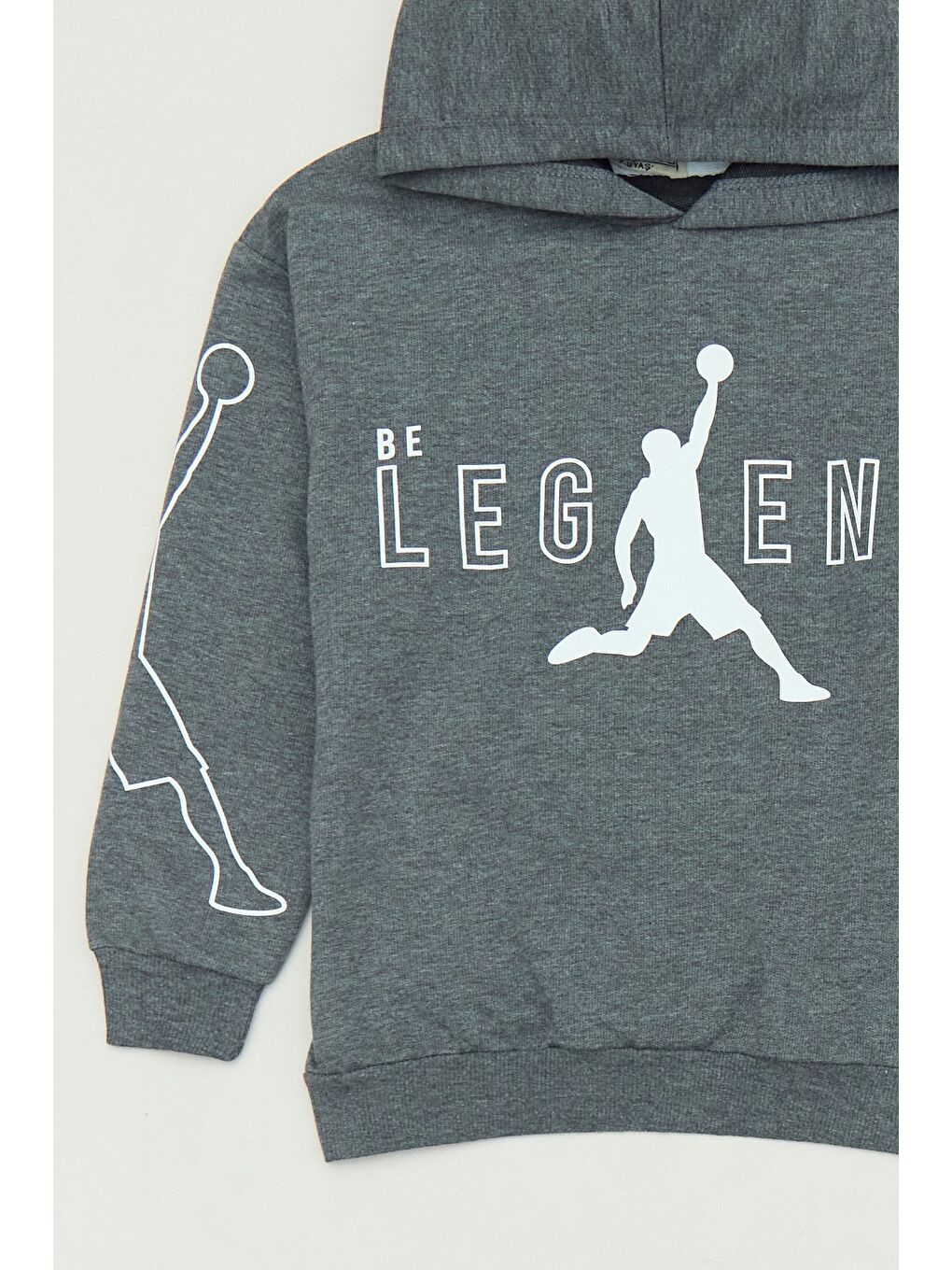 Antrasit Legend Yazı Baskılı Kapüşonlu Jogger Erkek Çocuk Eşofman Takımı-2