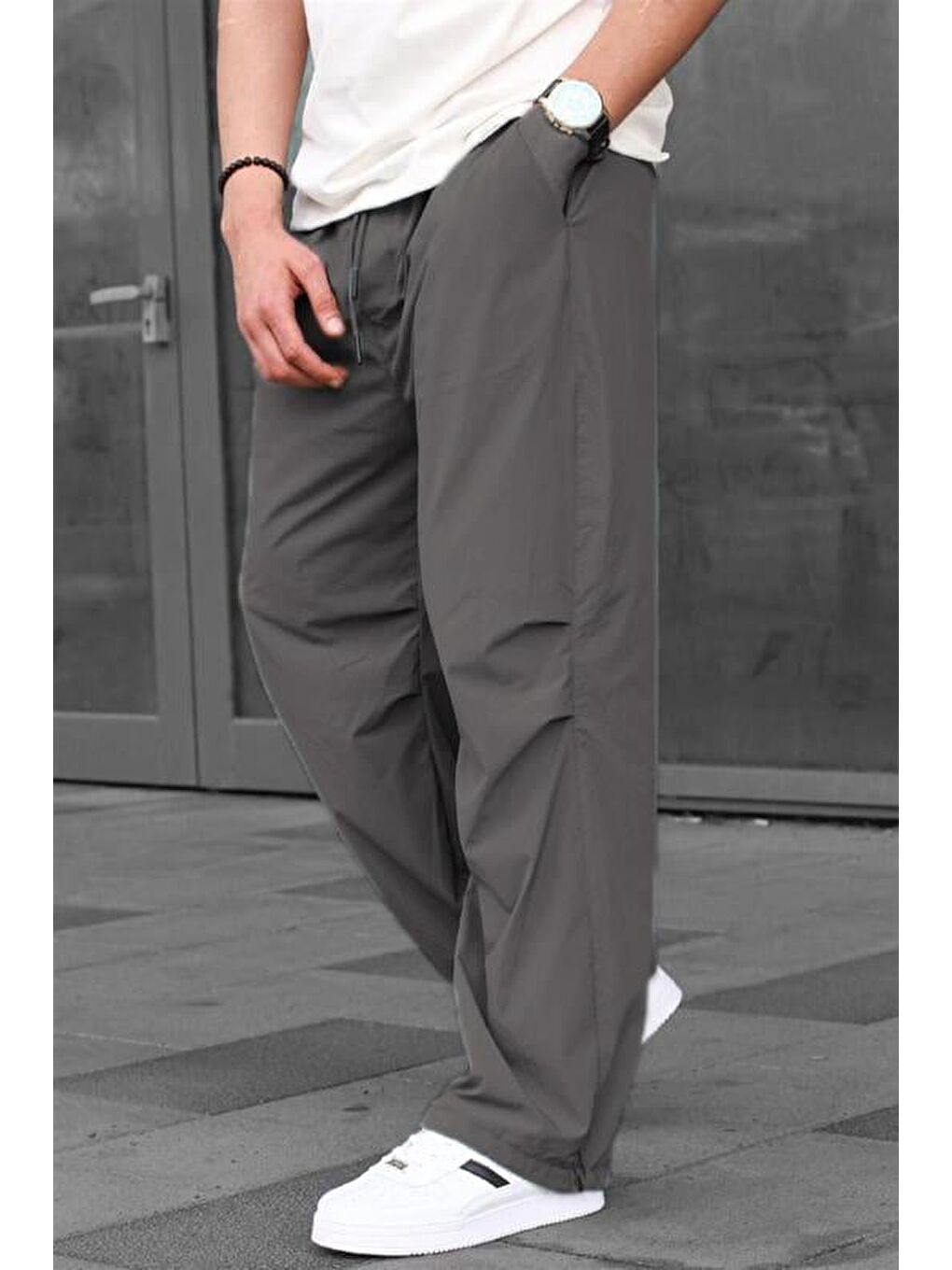Gri Füme Regular Fit Erkek Paraşüt Pantolon 6504