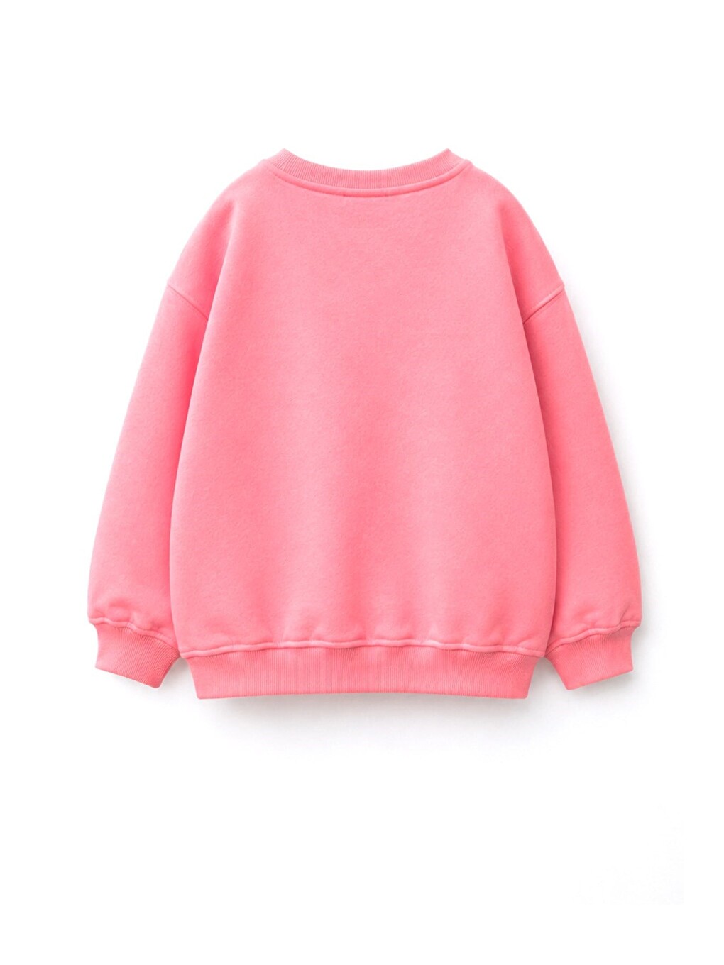 Pembe Kız Çocuk 3 İplik Kumaş Pamuklu Baskılı Sweatshirt-2