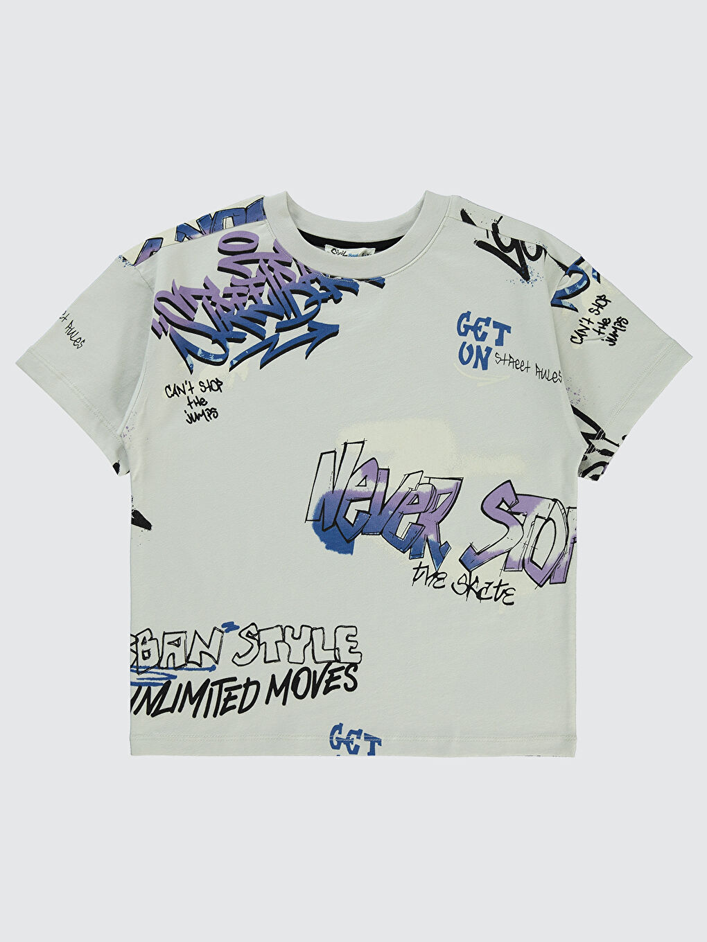 Boys Erkek Çocuk Tişört 6-9 Yaş Açık Gri