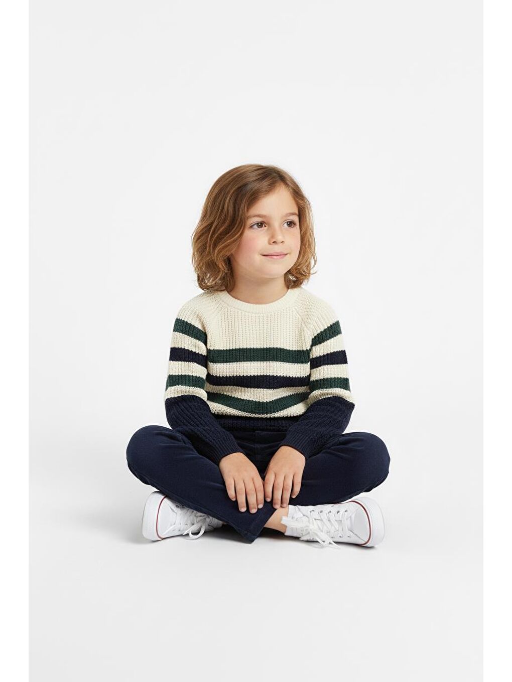 Lacivert Çizgili Triko Kazak Pantolon Takım-1