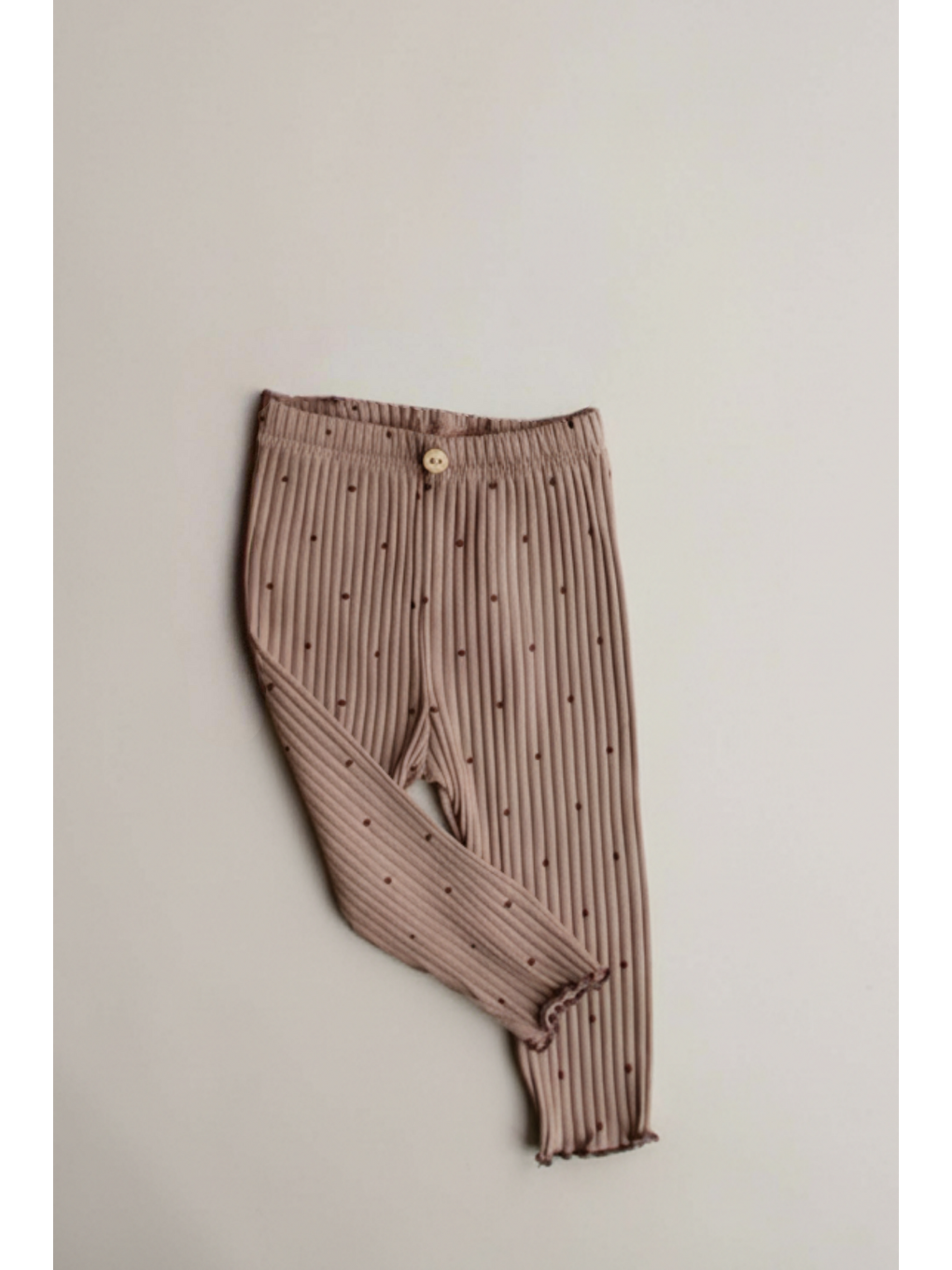 Bej Spot Desenli Kız Bebek Paça Fırfırlı Tayt-1