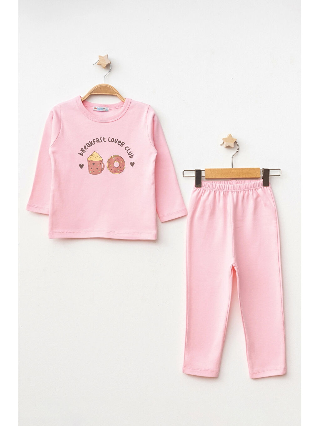 Pembe Donut Baskılı Uzun Kol Pijama Takımı 74168