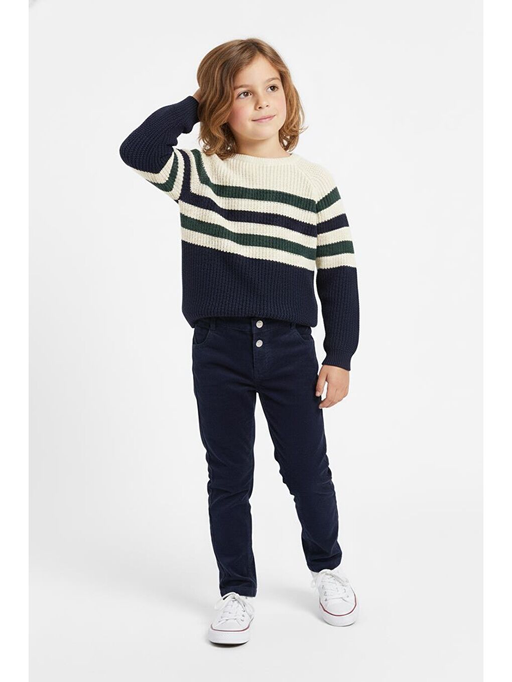 Lacivert Çizgili Triko Kazak Pantolon Takım-2