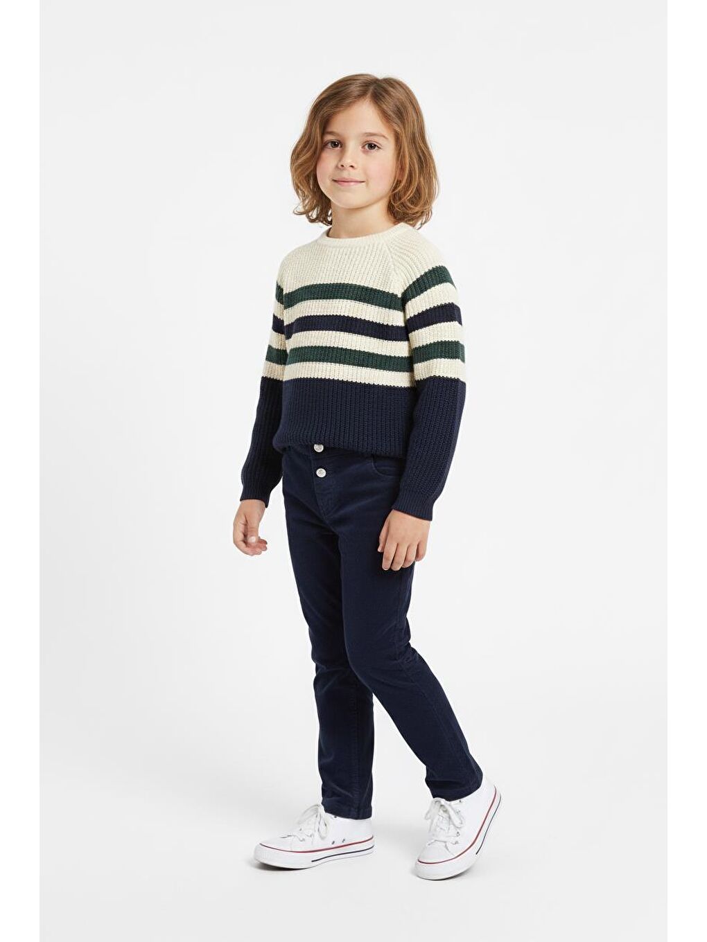 Lacivert Çizgili Triko Kazak Pantolon Takım-3