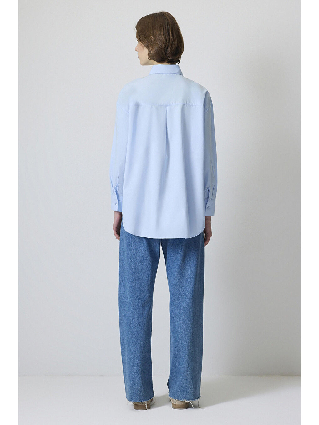 Mavi Relax Fit Taşlı Gömlek-3