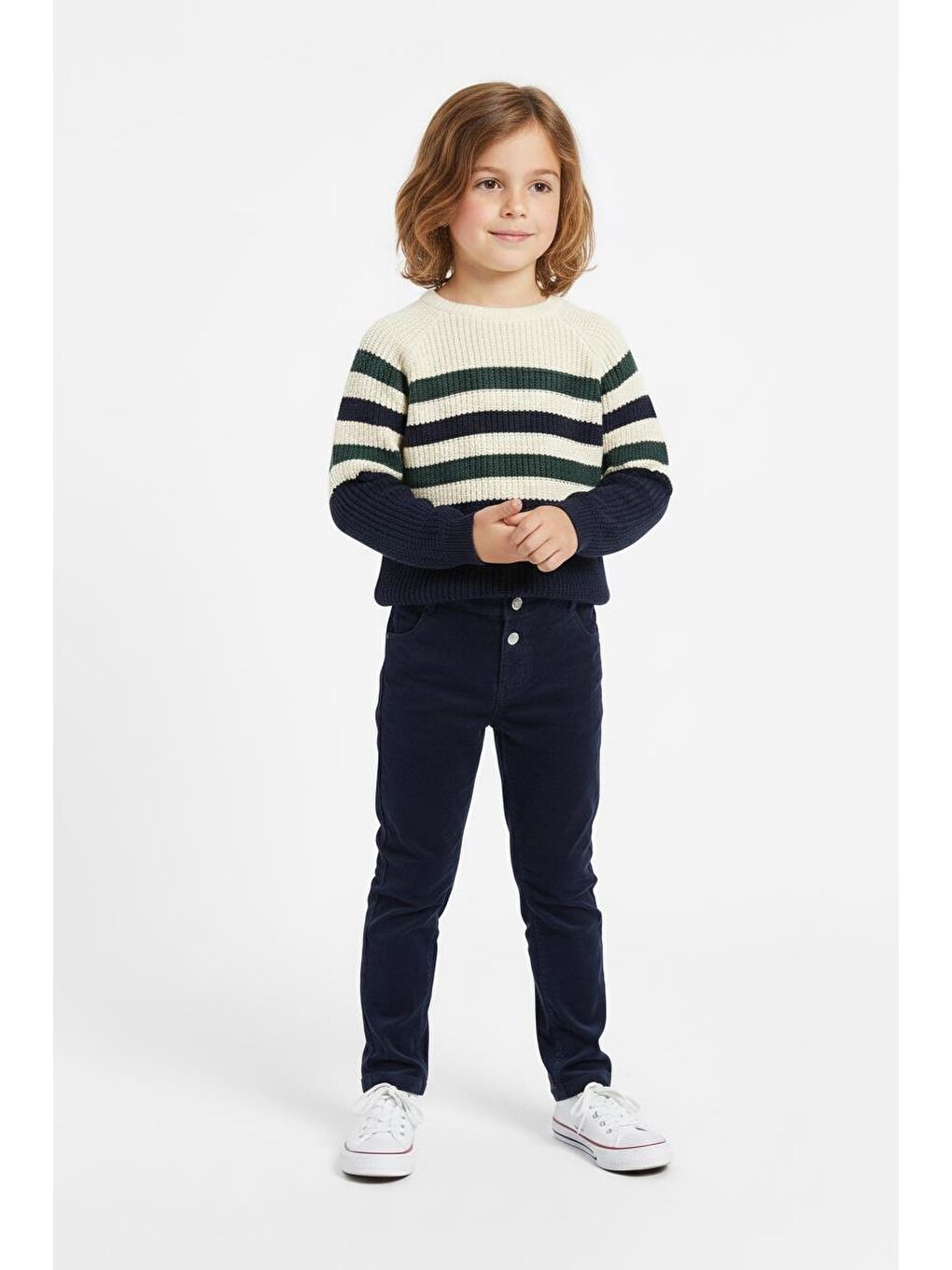 Lacivert Çizgili Triko Kazak Pantolon Takım-4