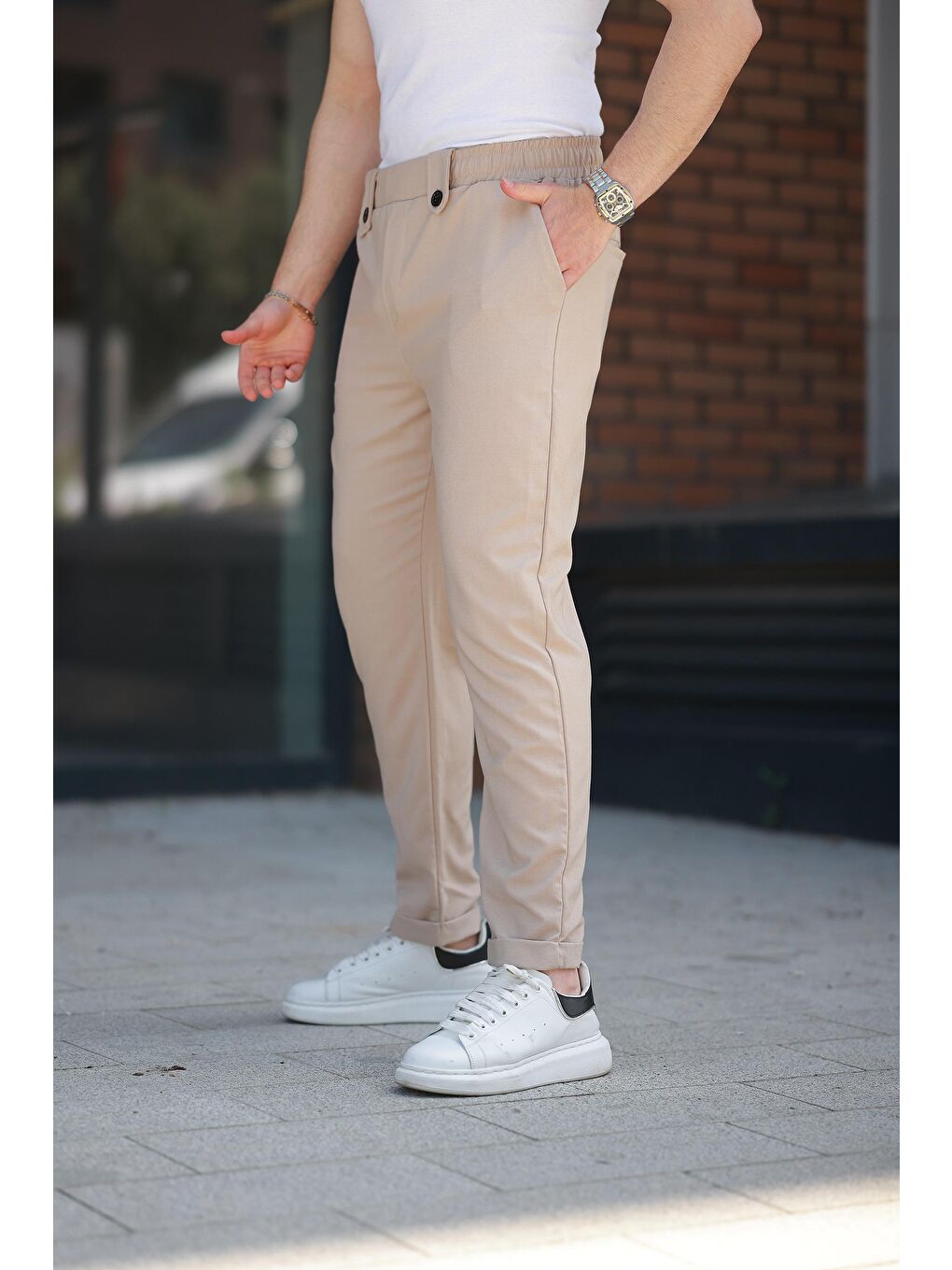 Bej Regular Fit Erkek Pantolon E6574-2