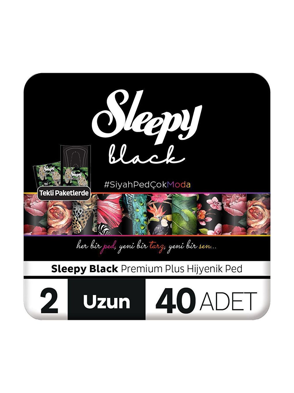 Sleepy Beyaz Tekli Paket Black Premium Plus Hijyenik Ped Uzun 40 Adet Ped