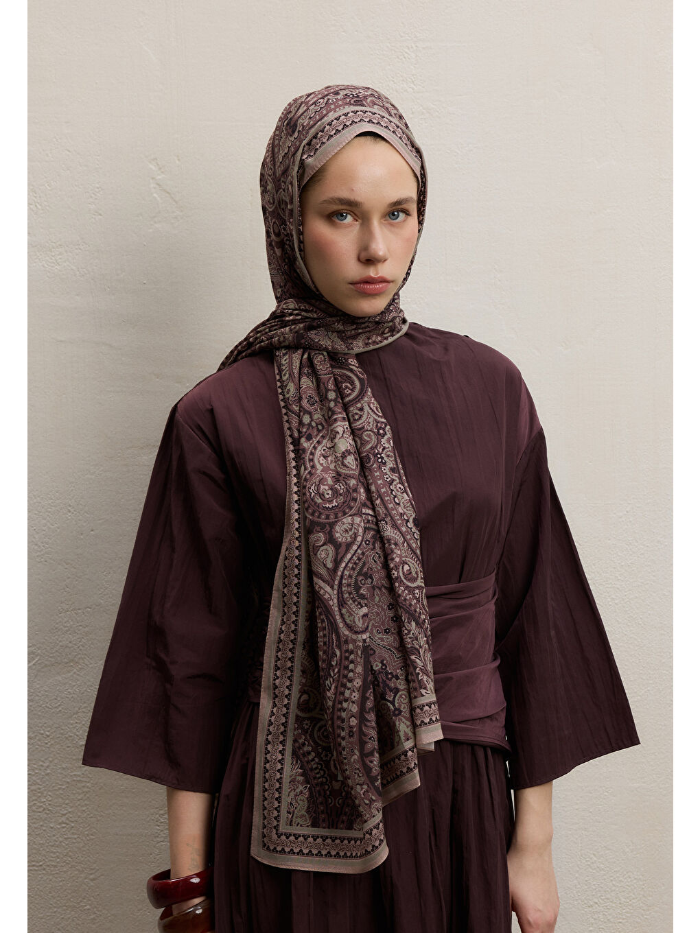 Pembe Emerald Desen Şal Gül Kurusu