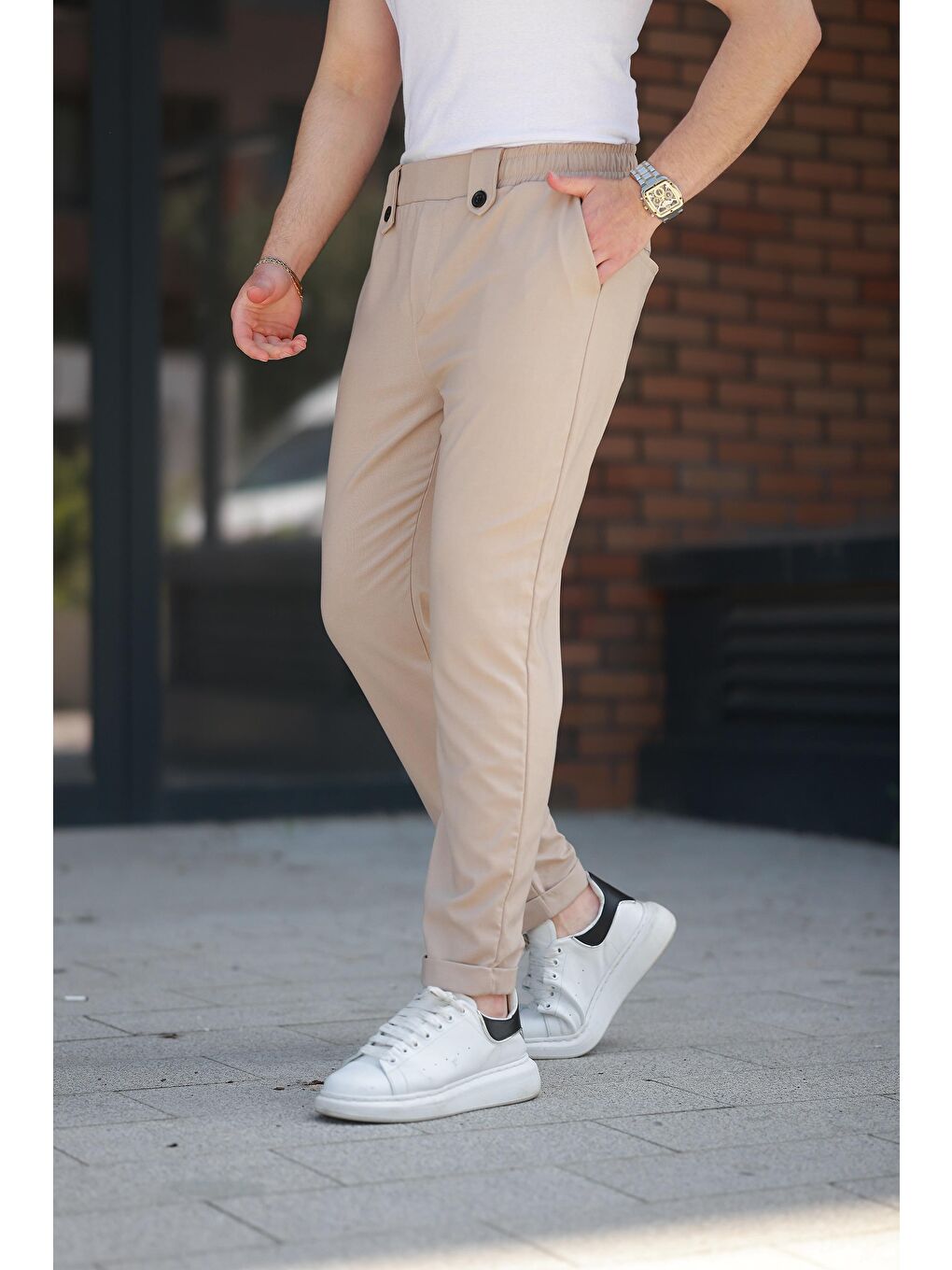 Bej Regular Fit Erkek Pantolon E6574-3