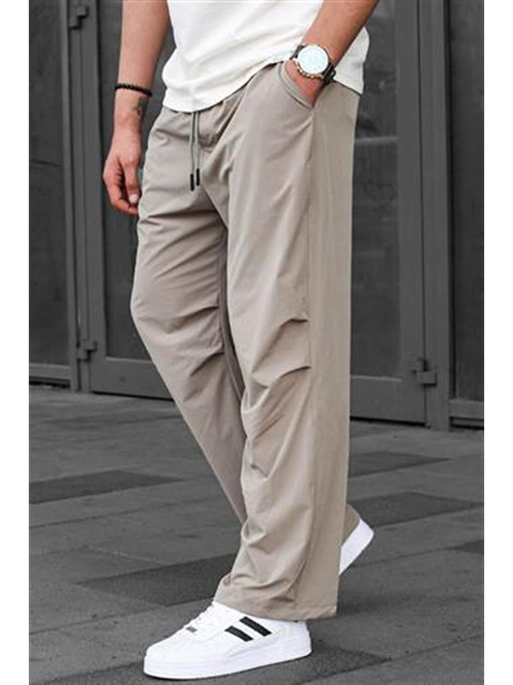 Bej Regular Fit Erkek Paraşüt Pantolon 6504-2