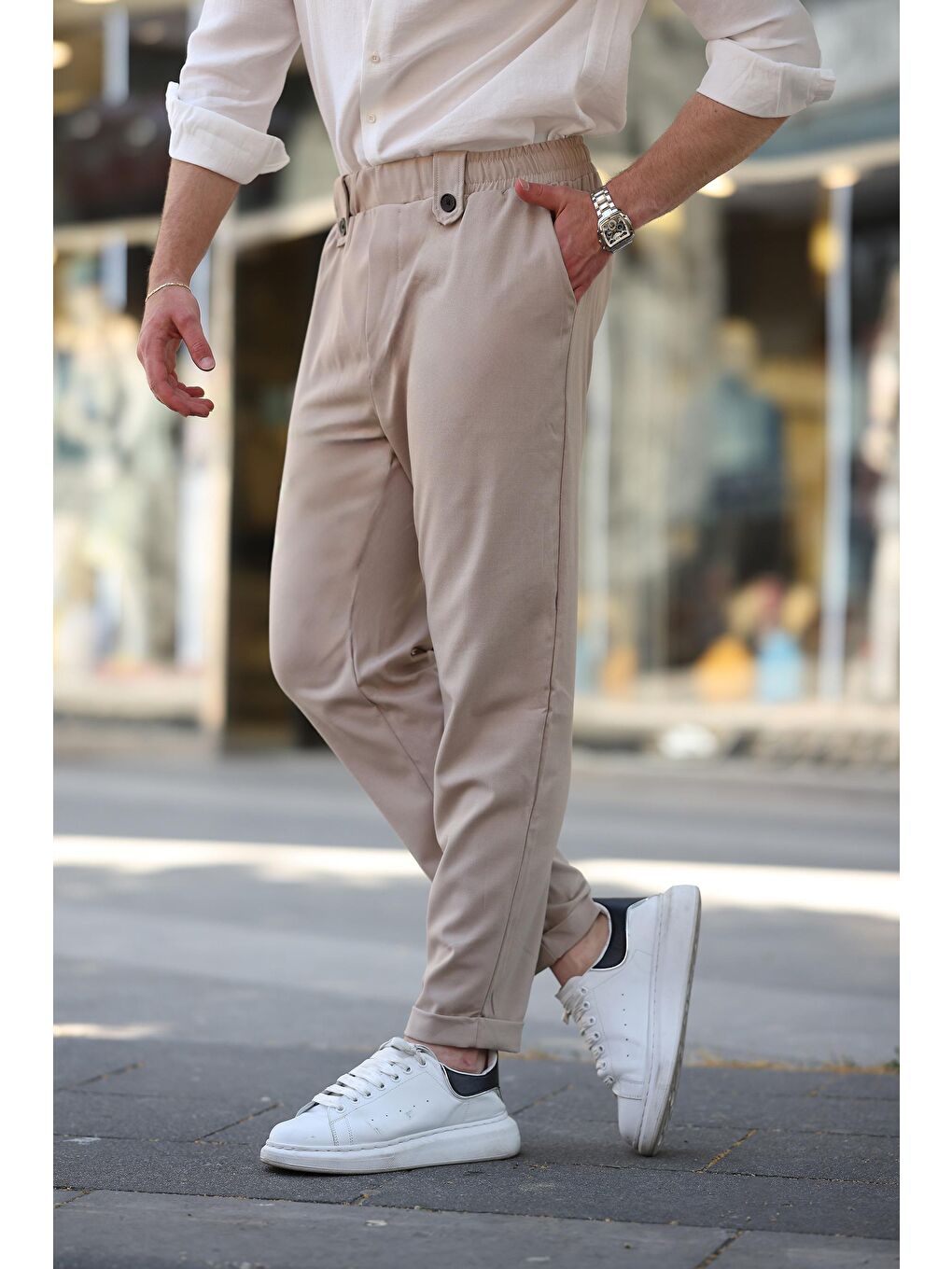 Bej Regular Fit Erkek Pantolon E6574-6