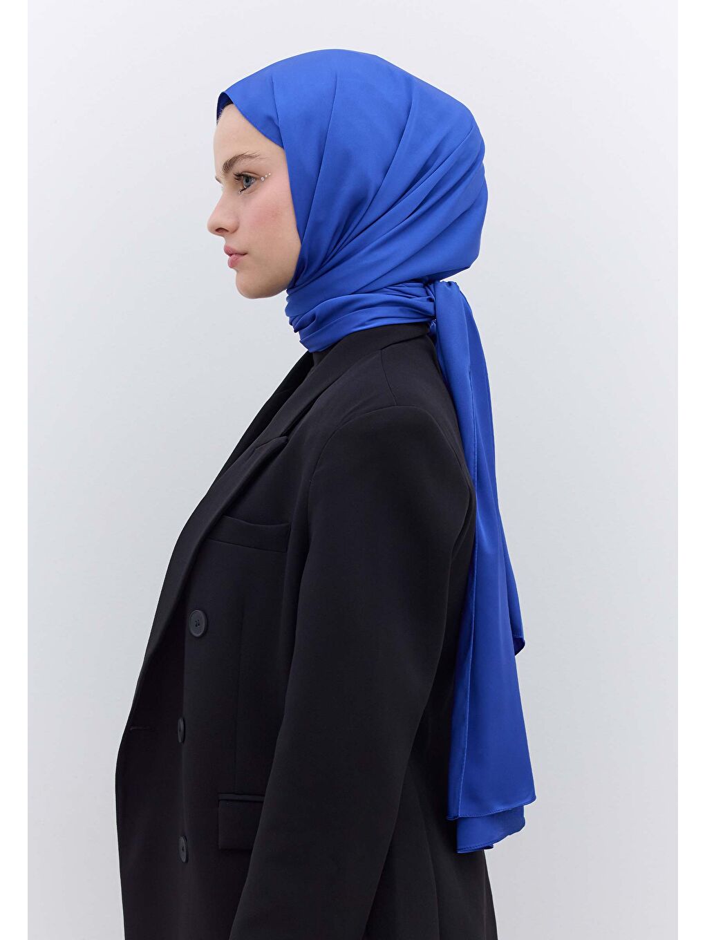 İpeksi Elegance Şal Saks Mavisi-2