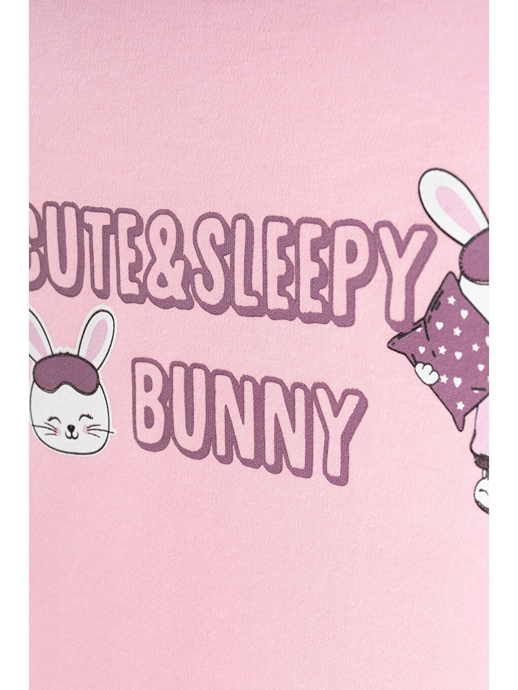 Pembe Bunny Baskılı Uzun Kol Pijama Takımı 74169-1