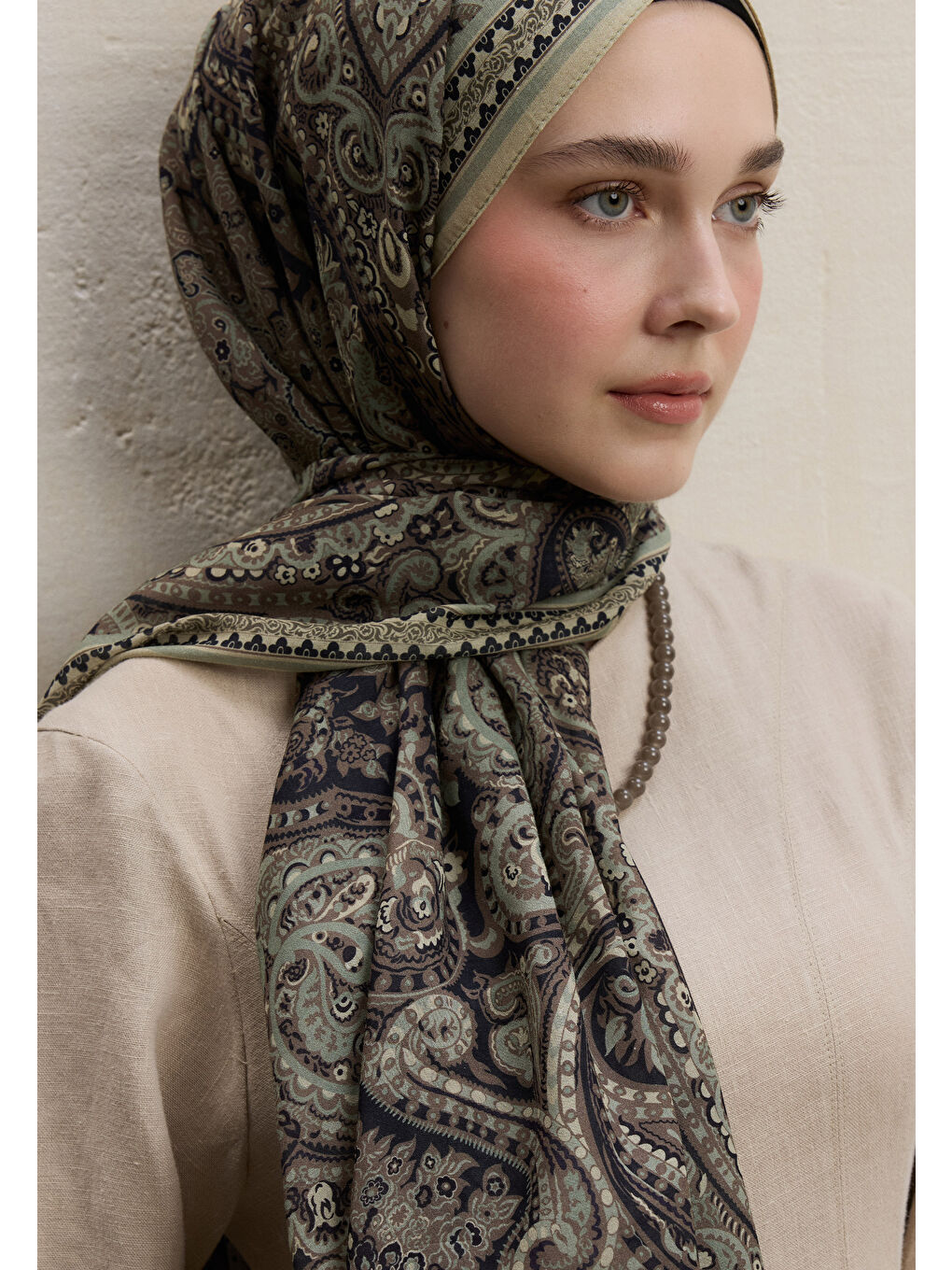 Emerald Desen Şal Bej-1