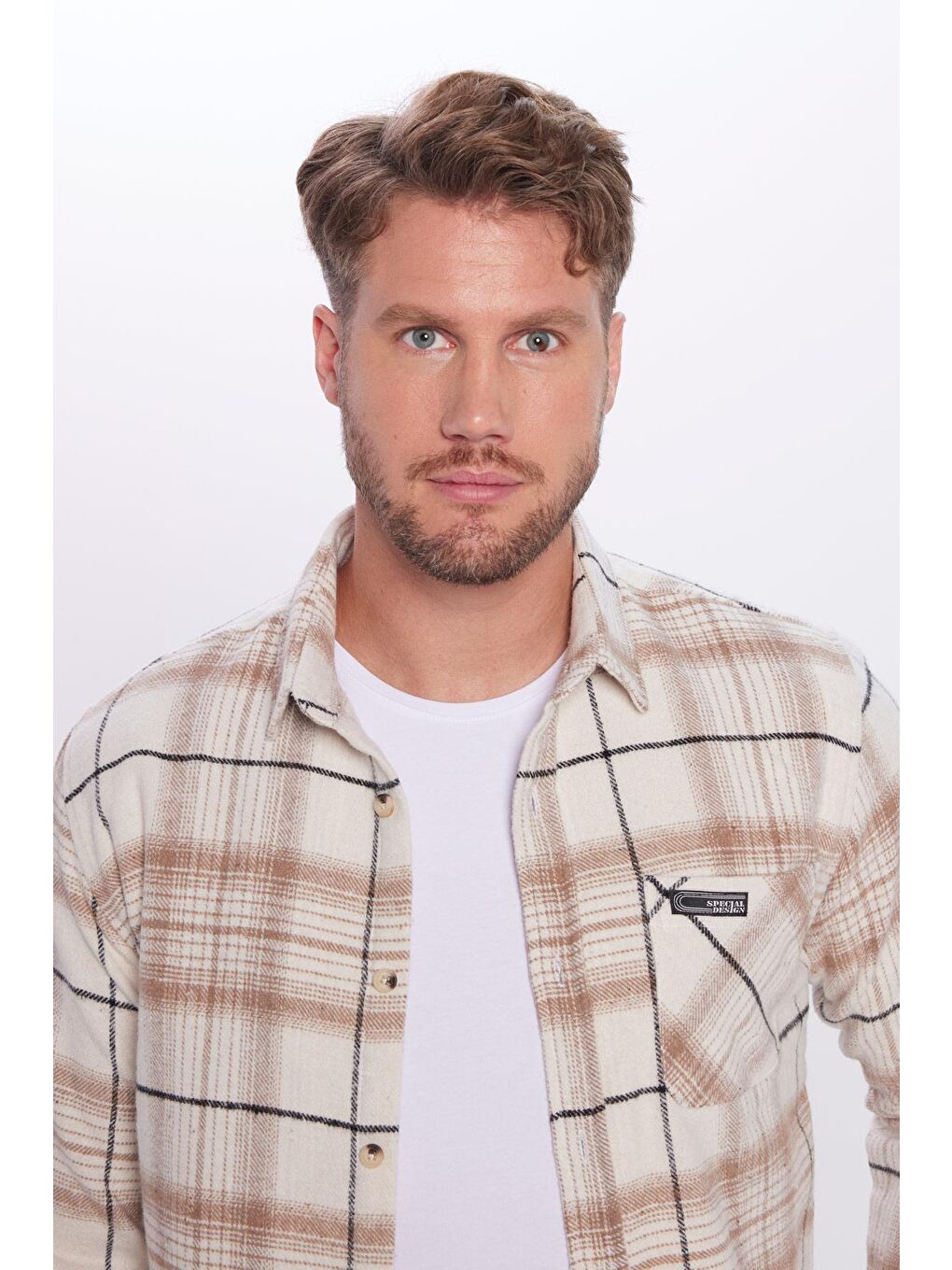 Karışık Erkek Slim Fit Dar Kesim Oduncu Tek Cep Kareli Kışlık Gömlek-2