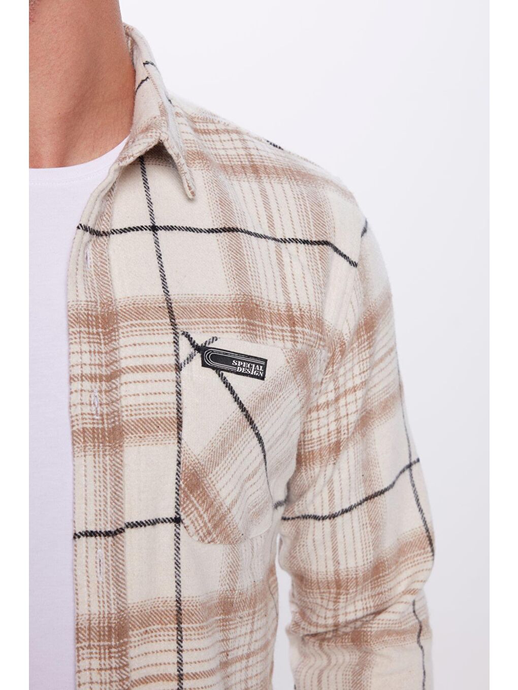 Karışık Erkek Slim Fit Dar Kesim Oduncu Tek Cep Kareli Kışlık Gömlek-3