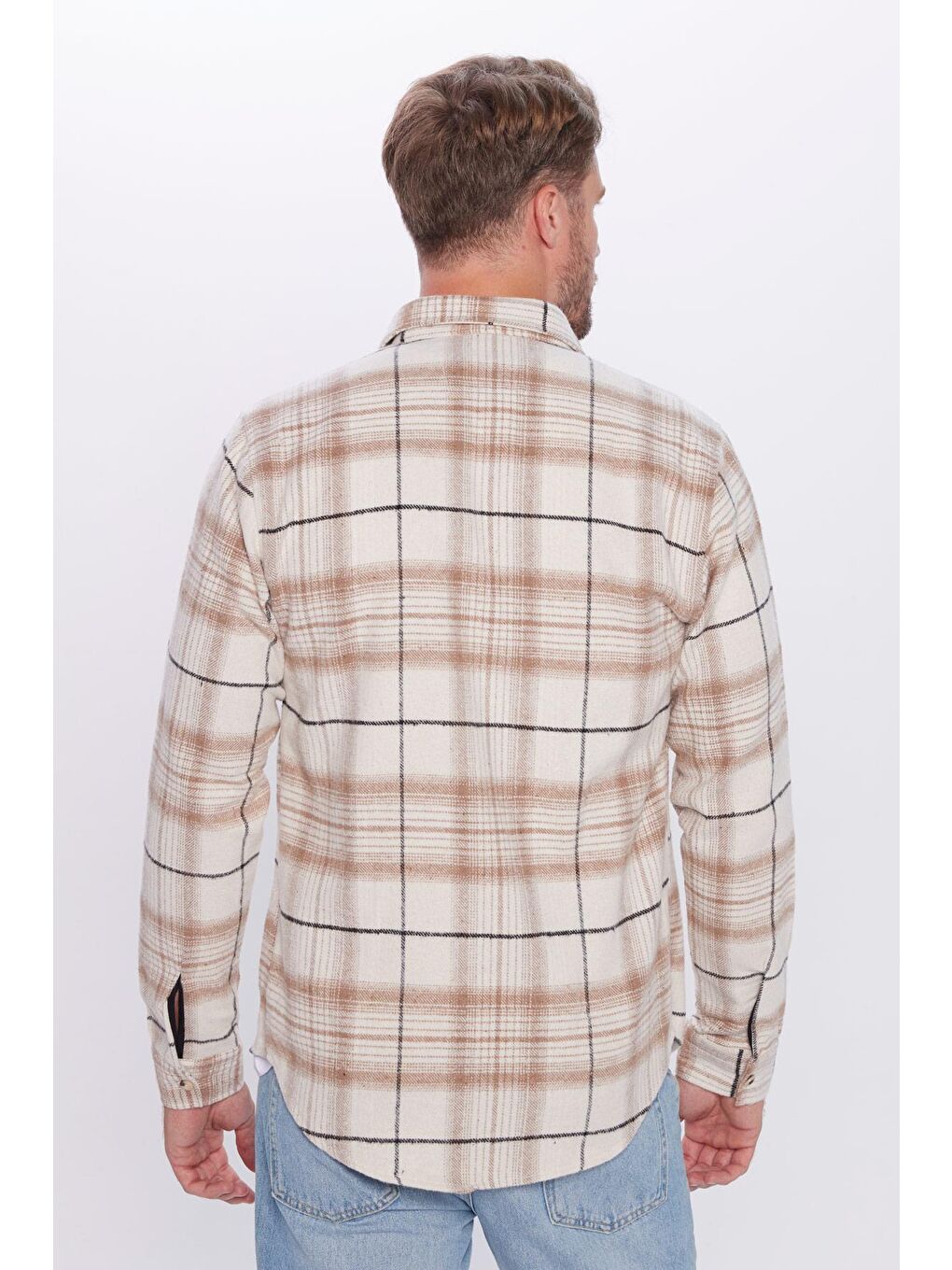 Karışık Erkek Slim Fit Dar Kesim Oduncu Tek Cep Kareli Kışlık Gömlek-4