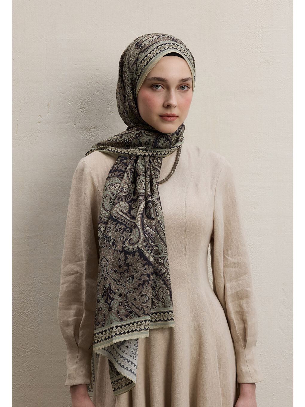 Emerald Desen Şal Bej-3
