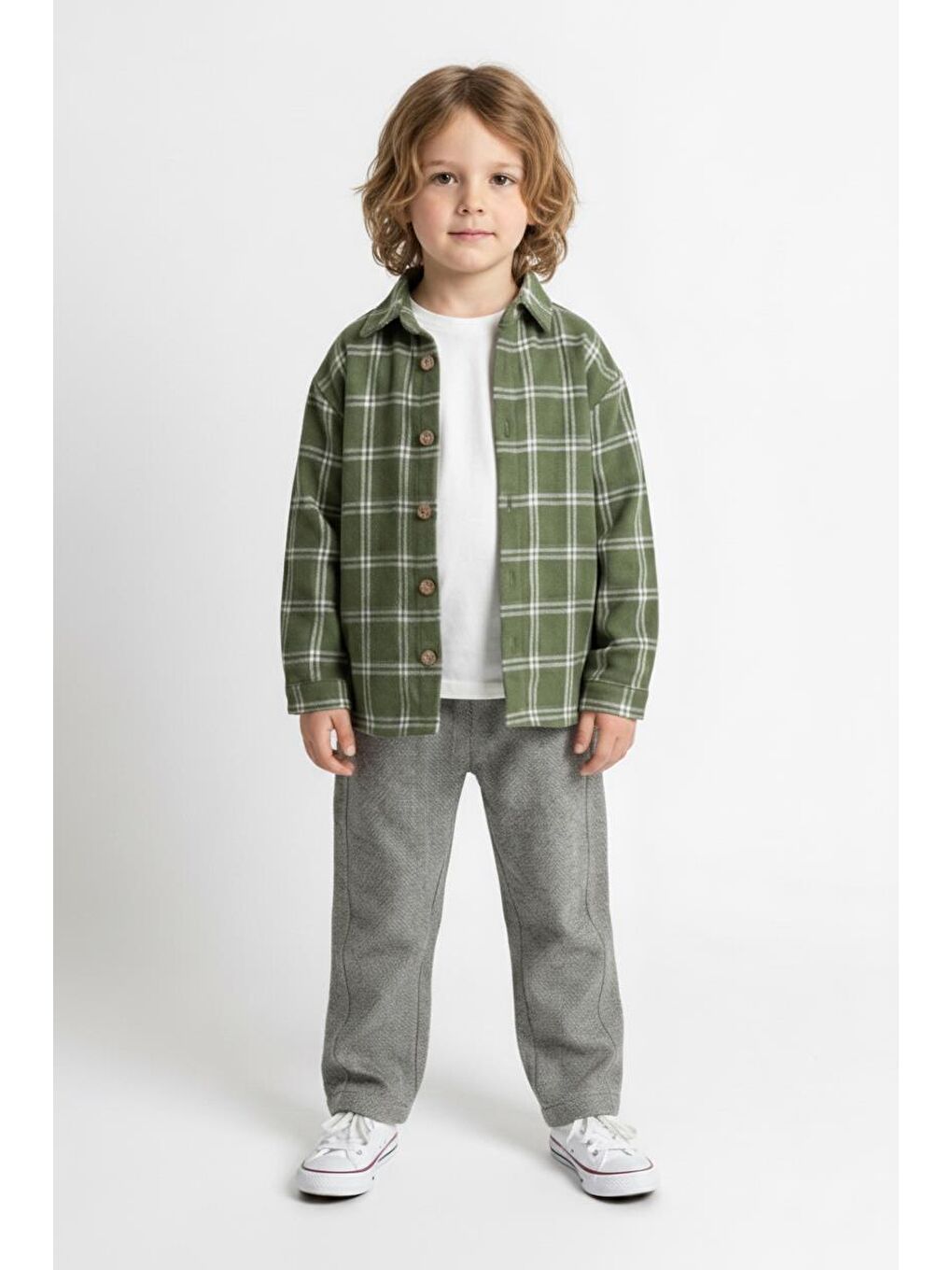 Haki Ekoseli Gömlekli 3 lüTakım-3