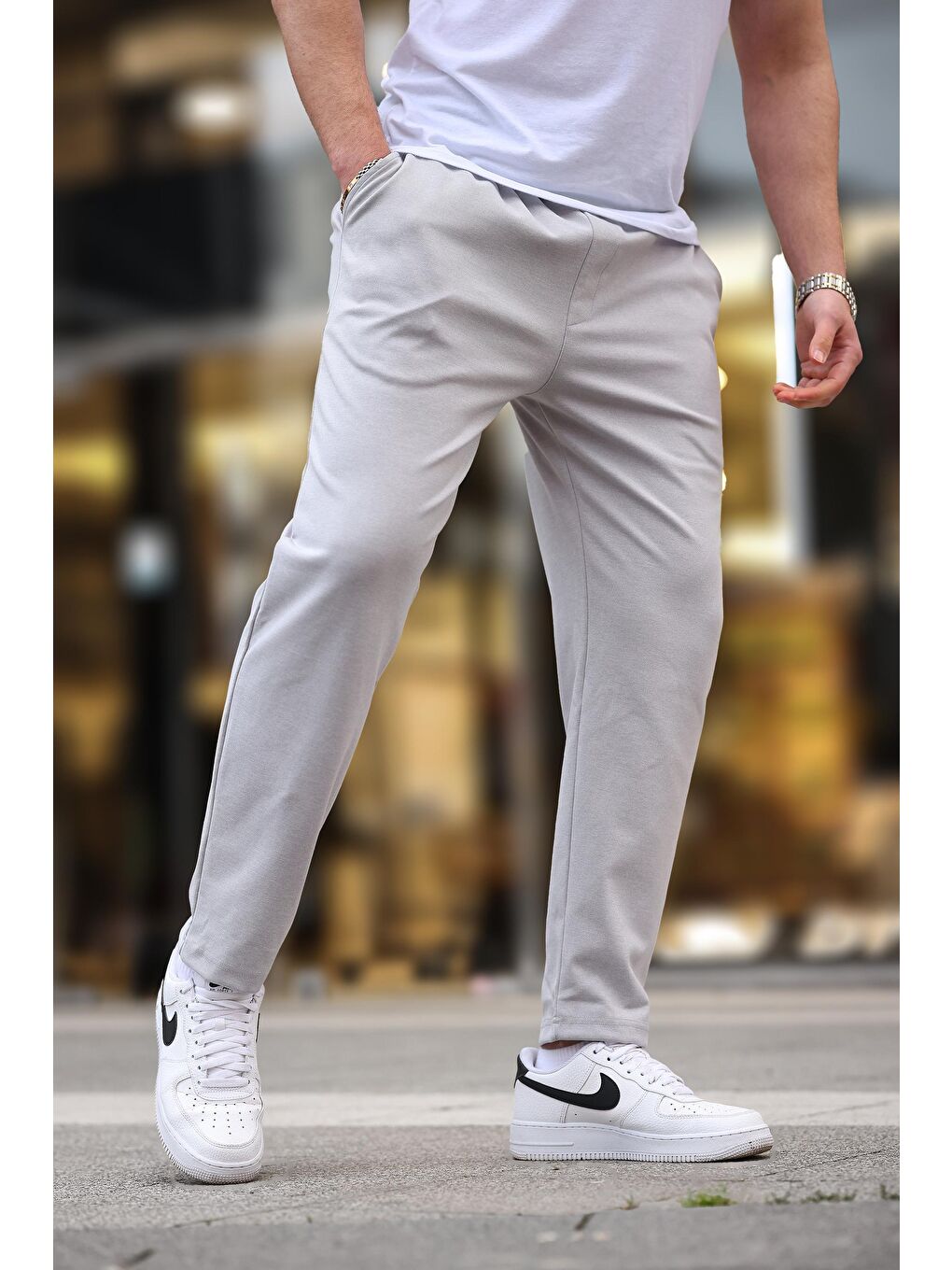 Gri Düz Paça Erkek Pantolon E6556-1